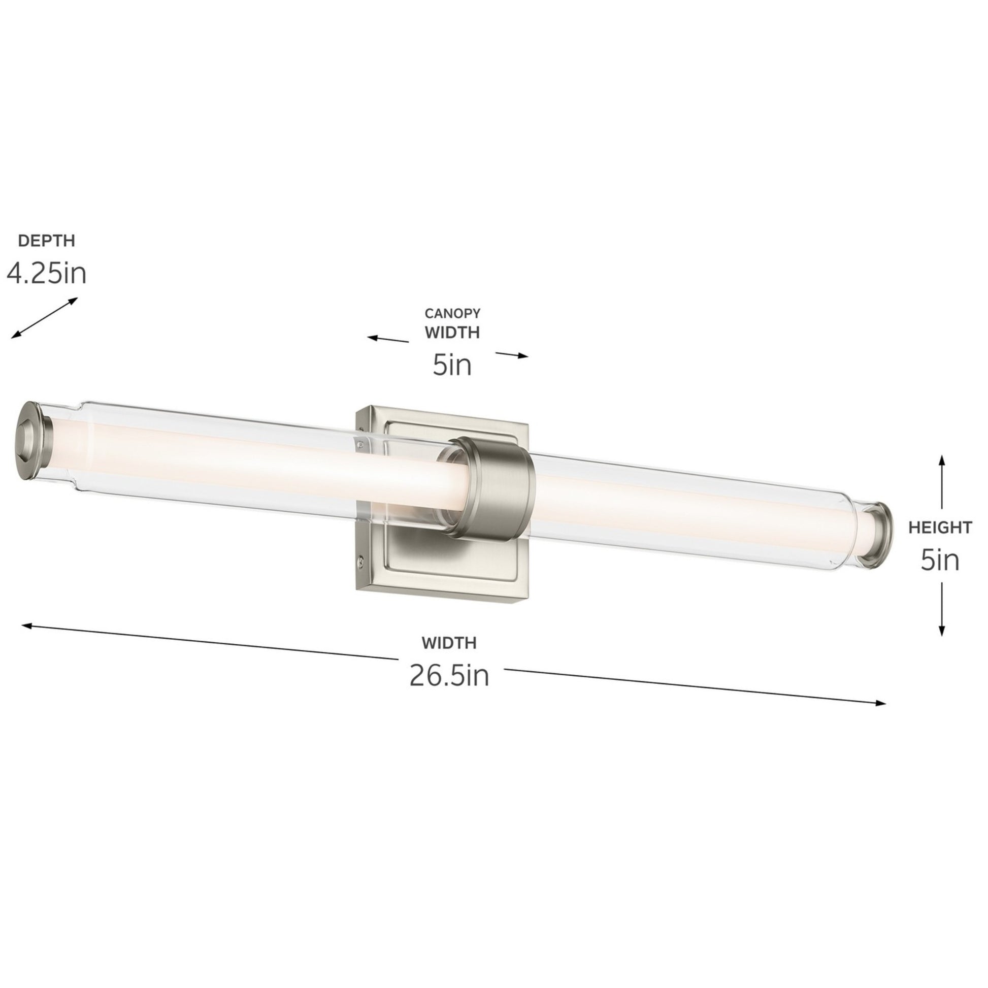 Laurene 19" LED Linear Bath Vanity, Brushed Nickel Finish - Bees Lighting
