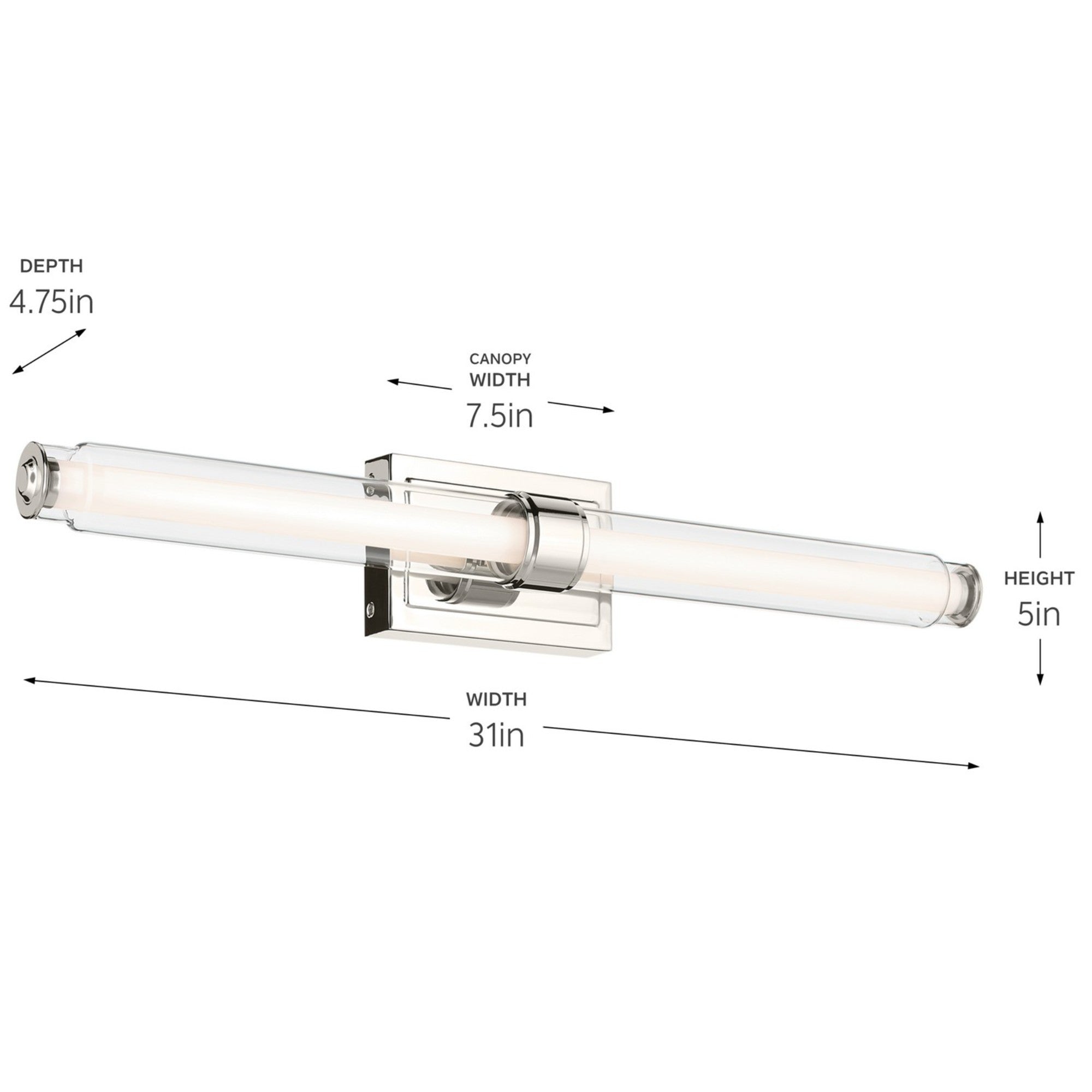 Laurene 31" LED Linear Bath Vanity, Polished Nickel Finish - Bees Lighting