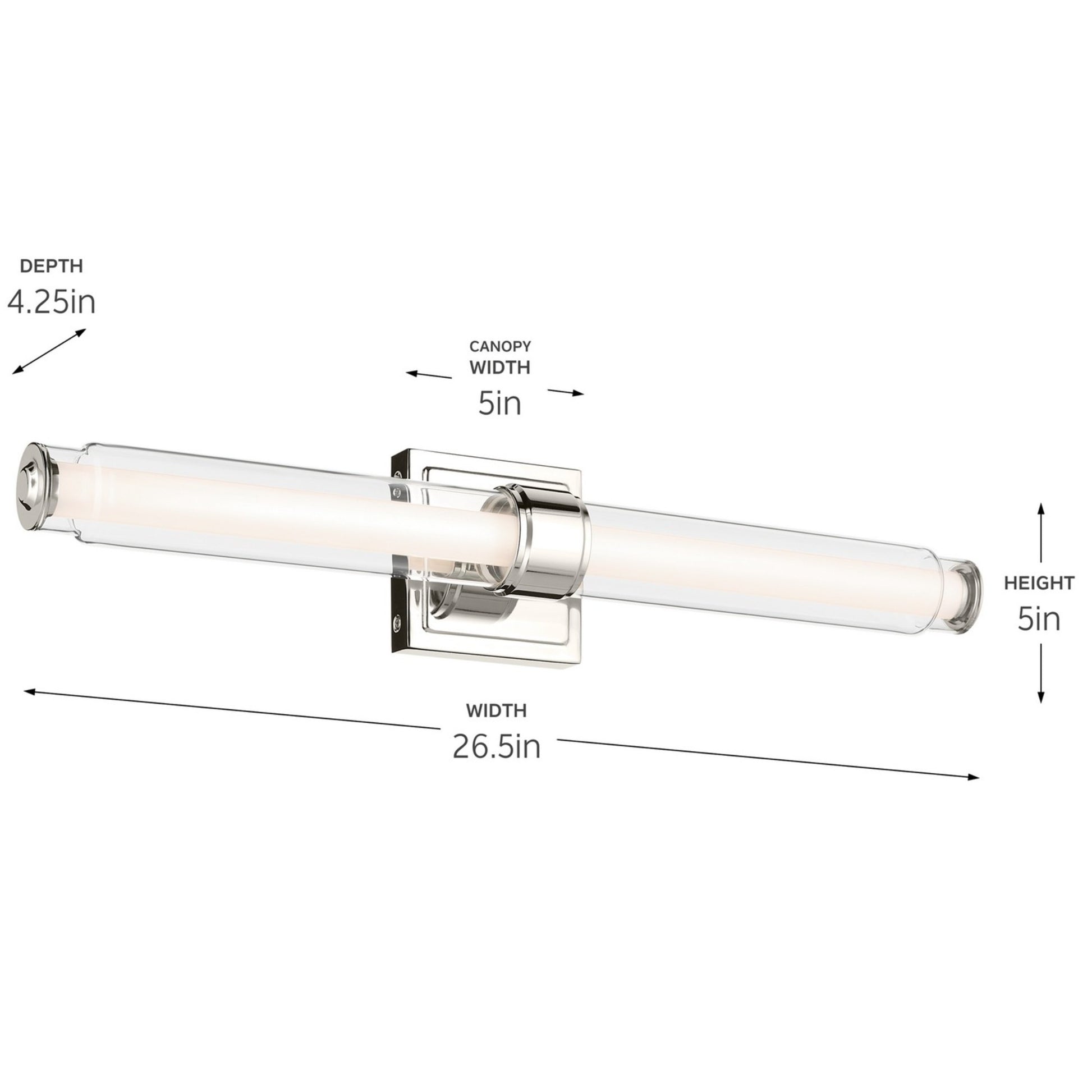 Laurene 19" LED Linear Bath Vanity, Polished Nickel Finish - Bees Lighting