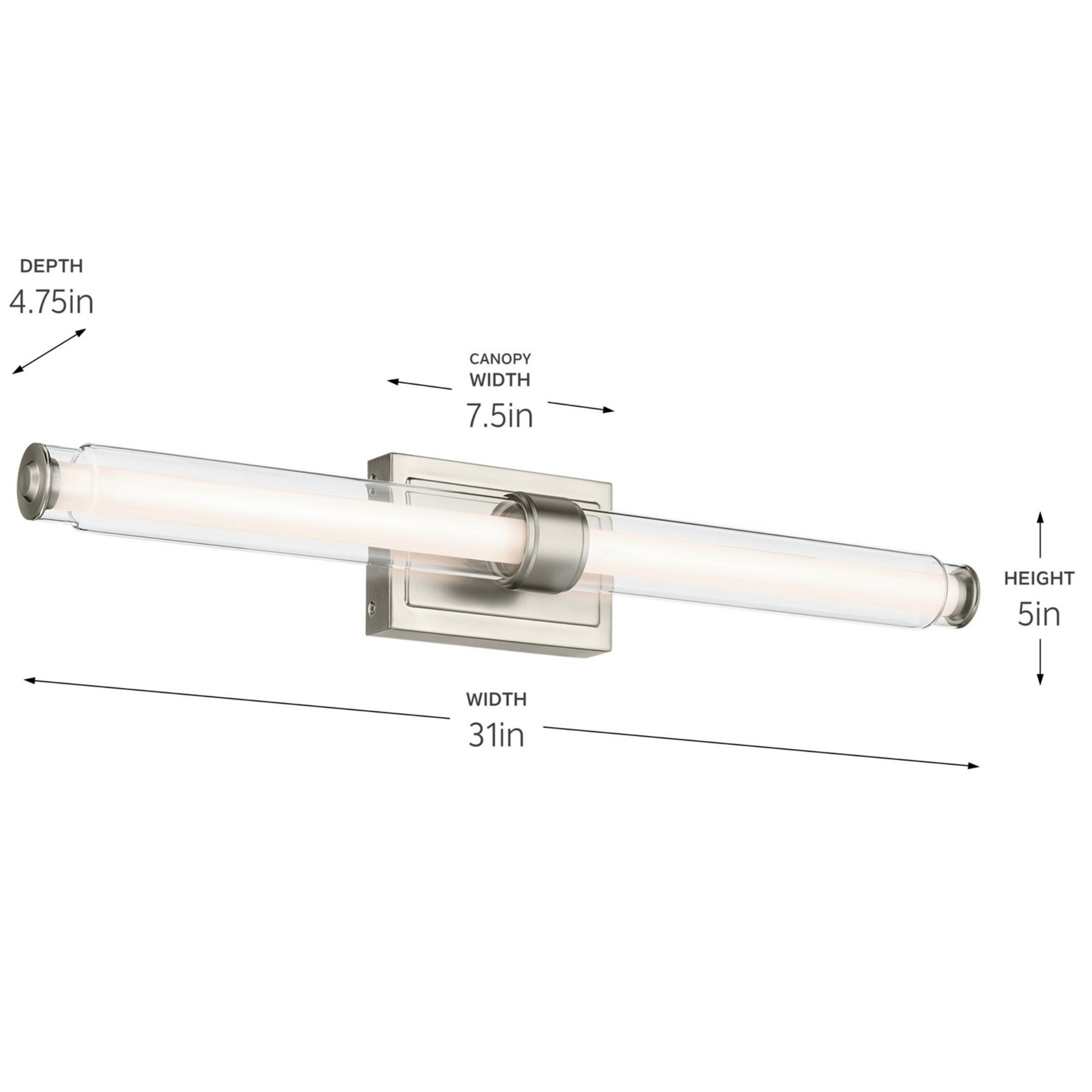 Laurene 31" LED Linear Bath Vanity, Brushed Nickel Finish - Bees Lighting