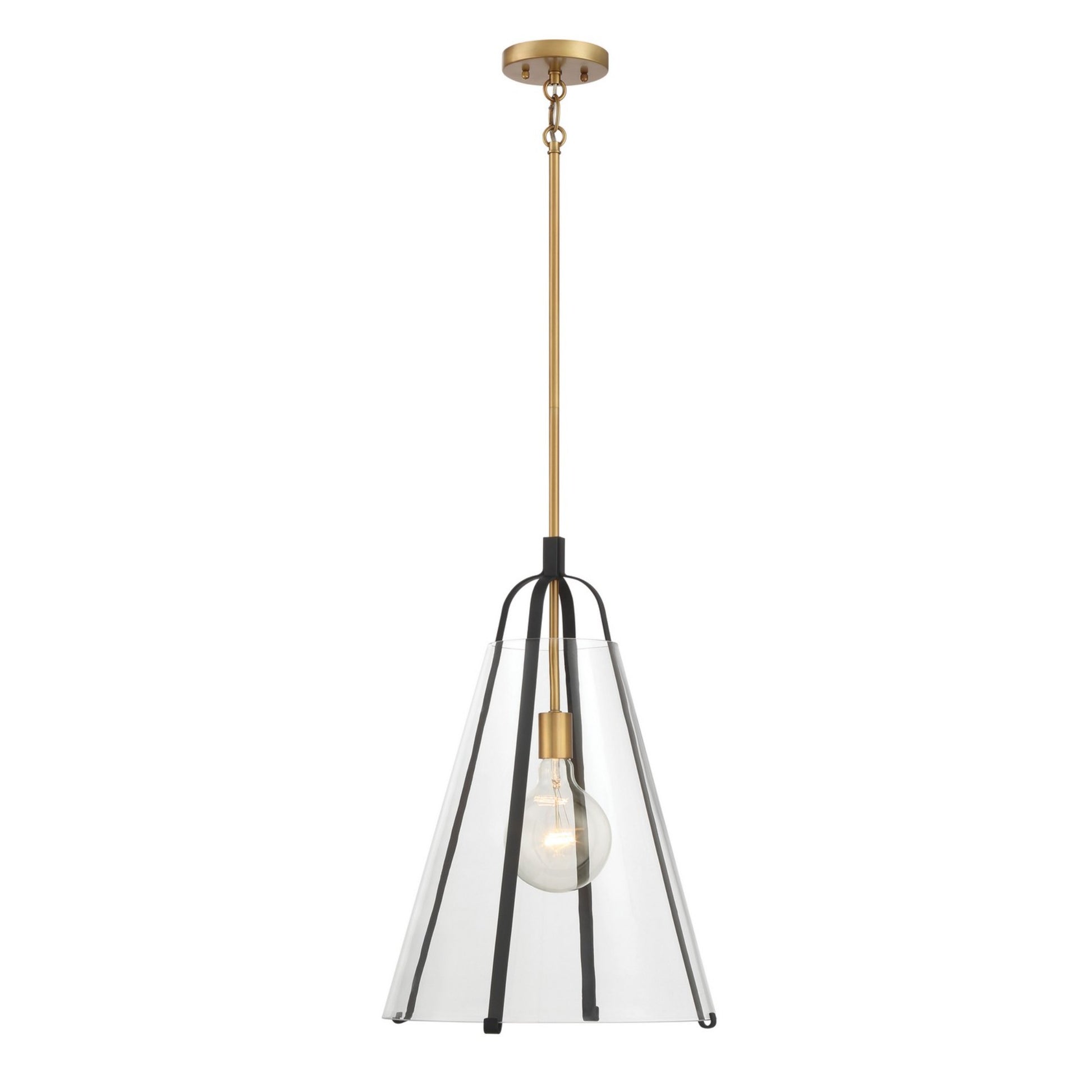 Paxos 12" Pendant, Legacy Brass & Sand Coal Finish - Bees Lighting