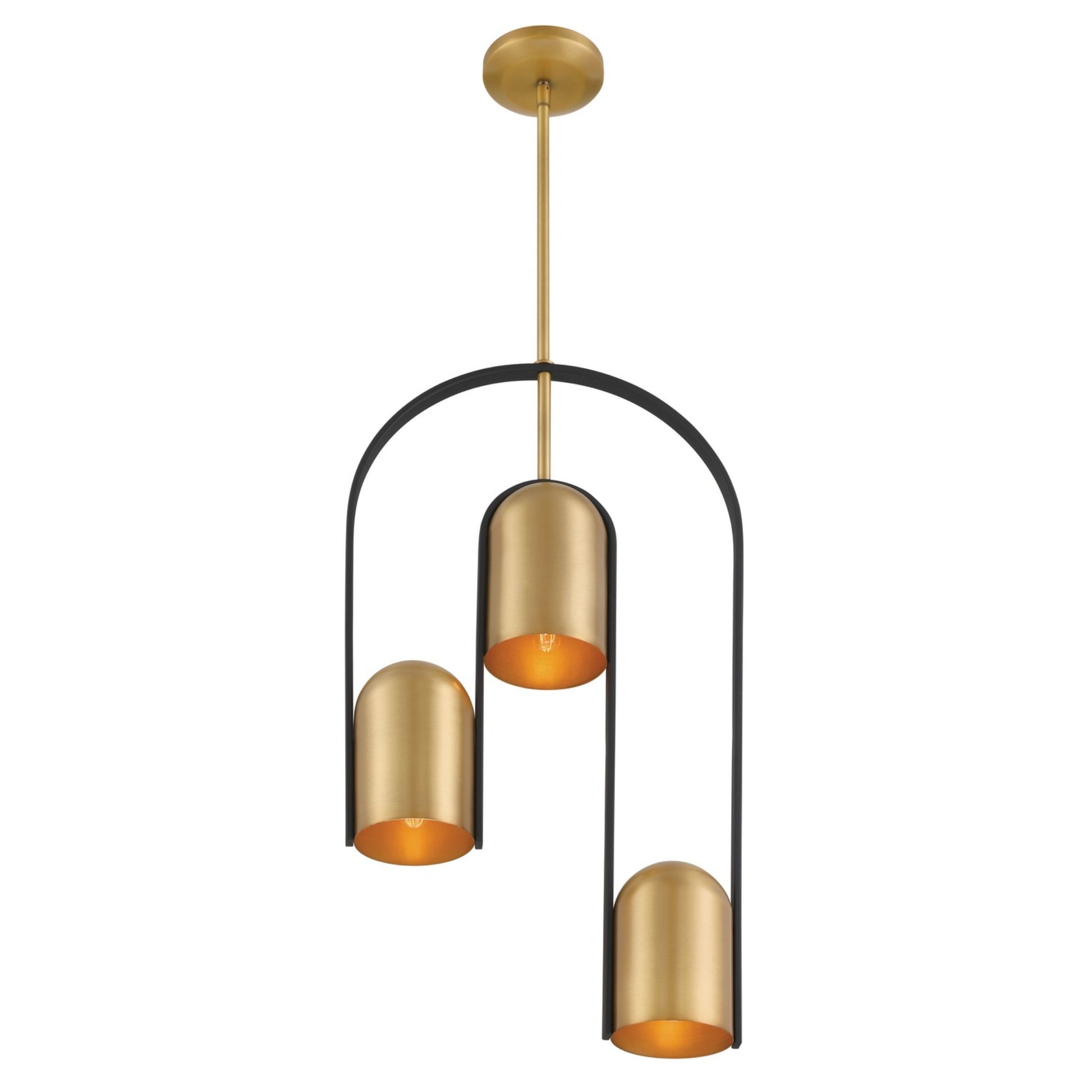 Cane 27" 3-Light Pendant, Legacy Brass & Sand Coal Finish - Bees Lighting