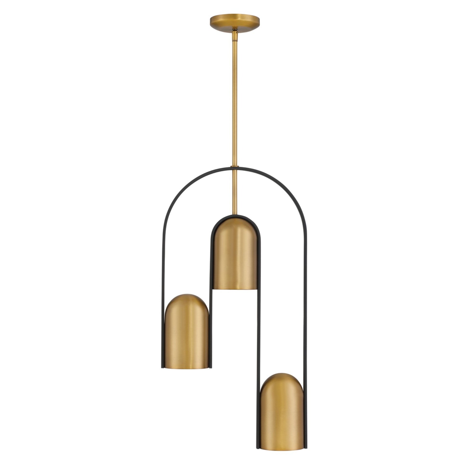 Cane 27" 3-Light Pendant, Legacy Brass & Sand Coal Finish - Bees Lighting