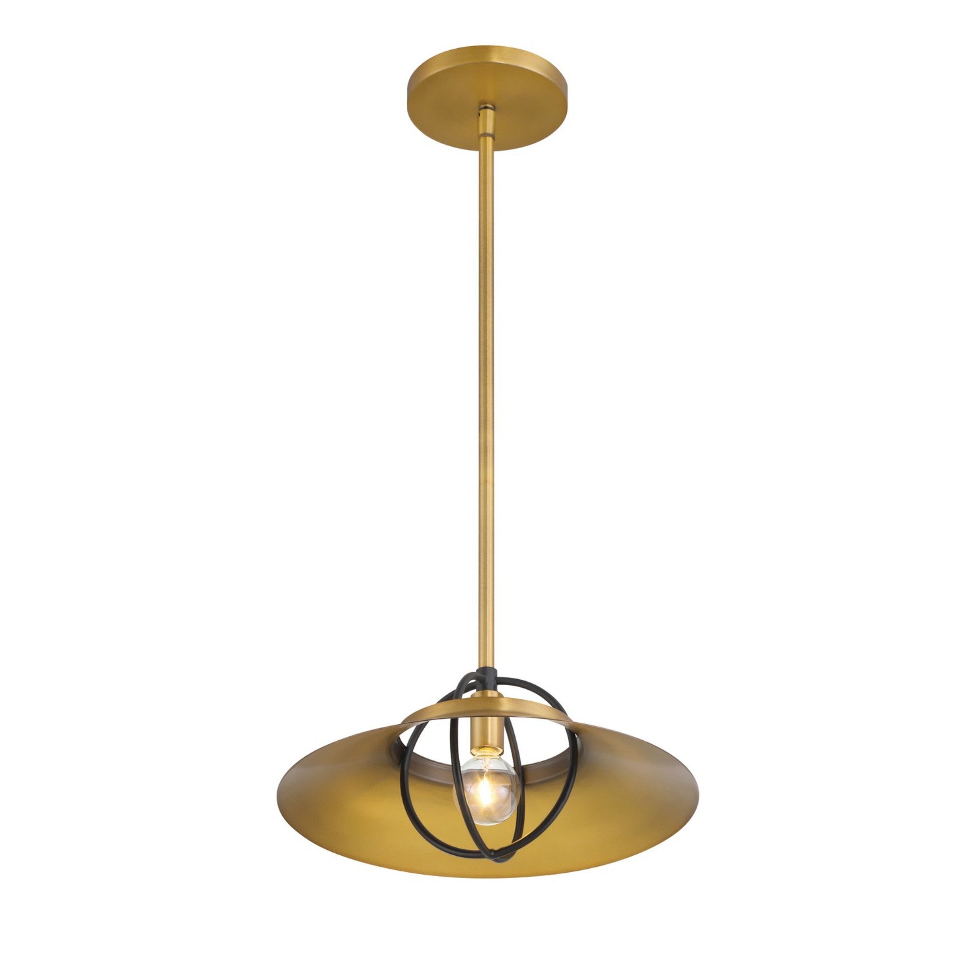 Newburie 12" Pendant, Legacy Brass & Dark Matte Black Finish - Bees Lighting