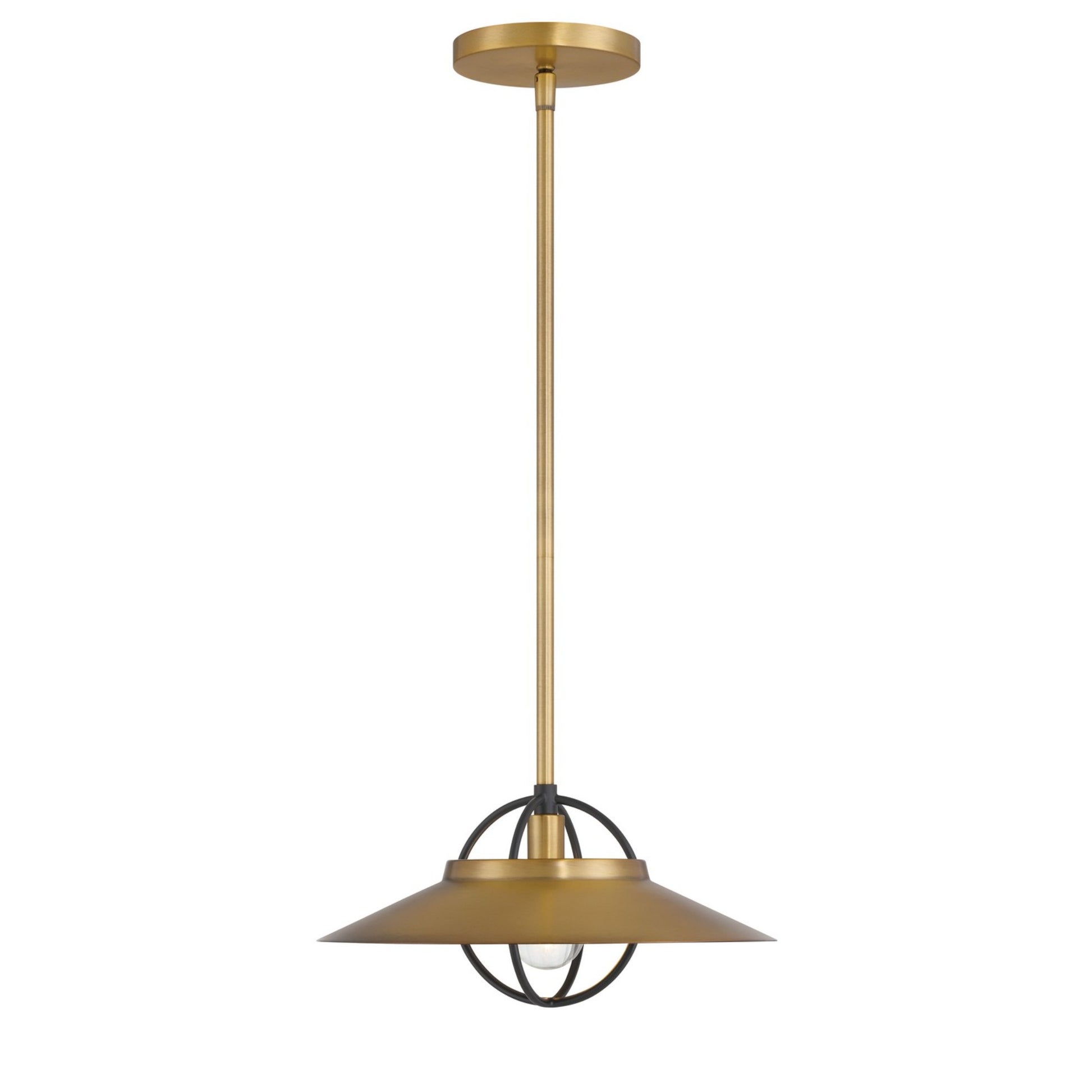 Newburie 12" Pendant, Legacy Brass & Dark Matte Black Finish - Bees Lighting
