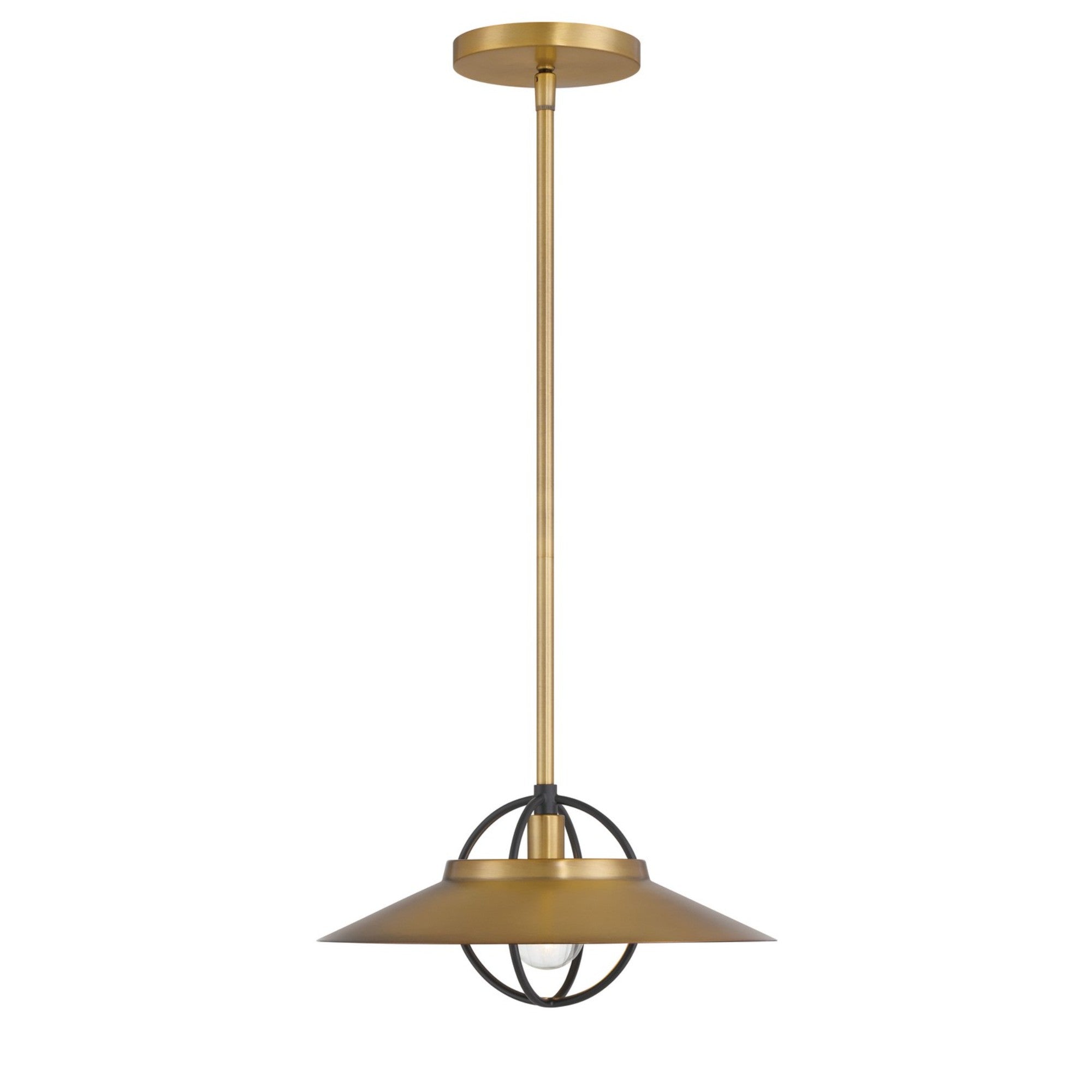 Newburie 12" Pendant, Legacy Brass & Dark Matte Black Finish - Bees Lighting