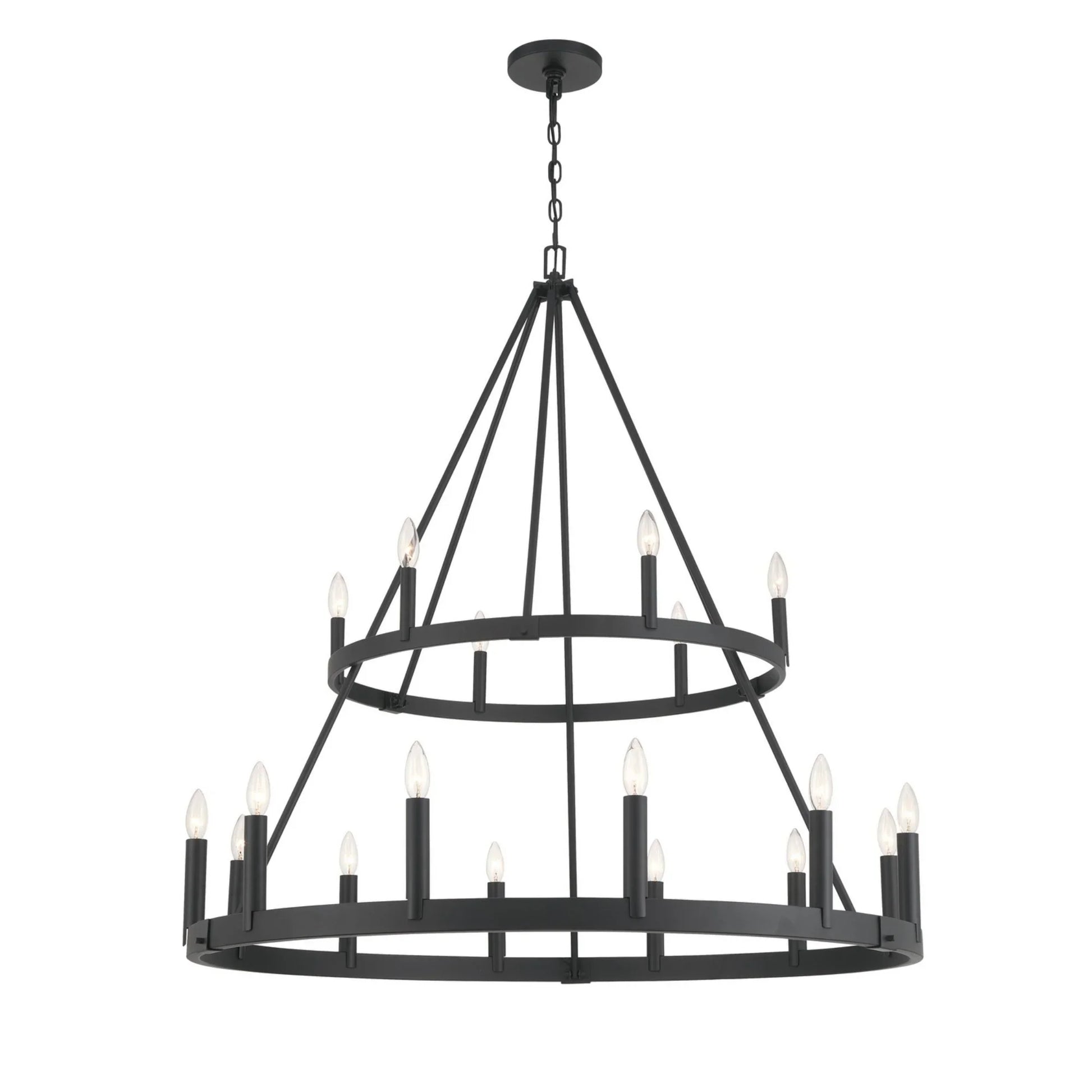Dutton 44" 18-Light 2-Tier Chandelier, Coal Finish - Bees Lighting