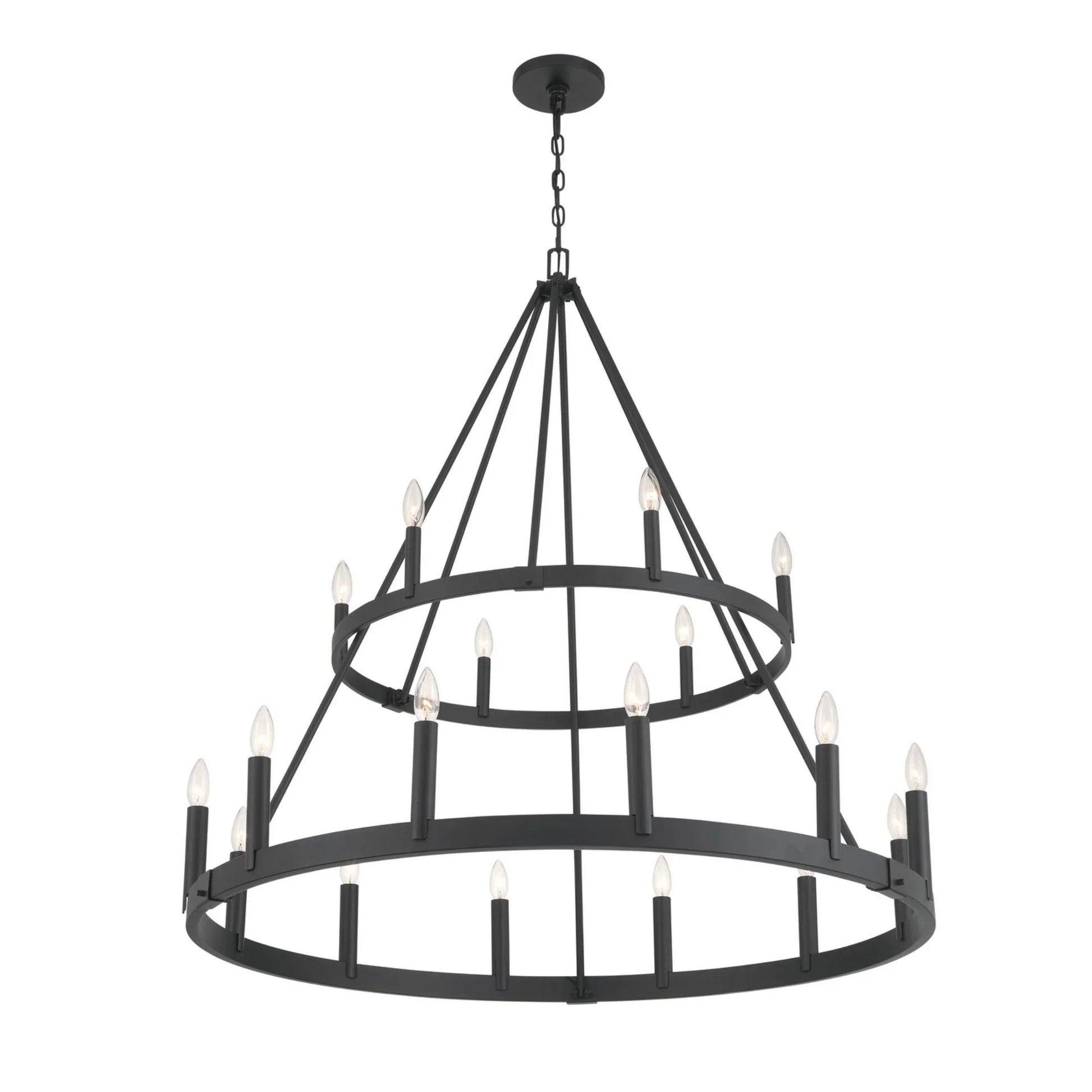 Dutton 44" 18-Light 2-Tier Chandelier, Coal Finish - Bees Lighting