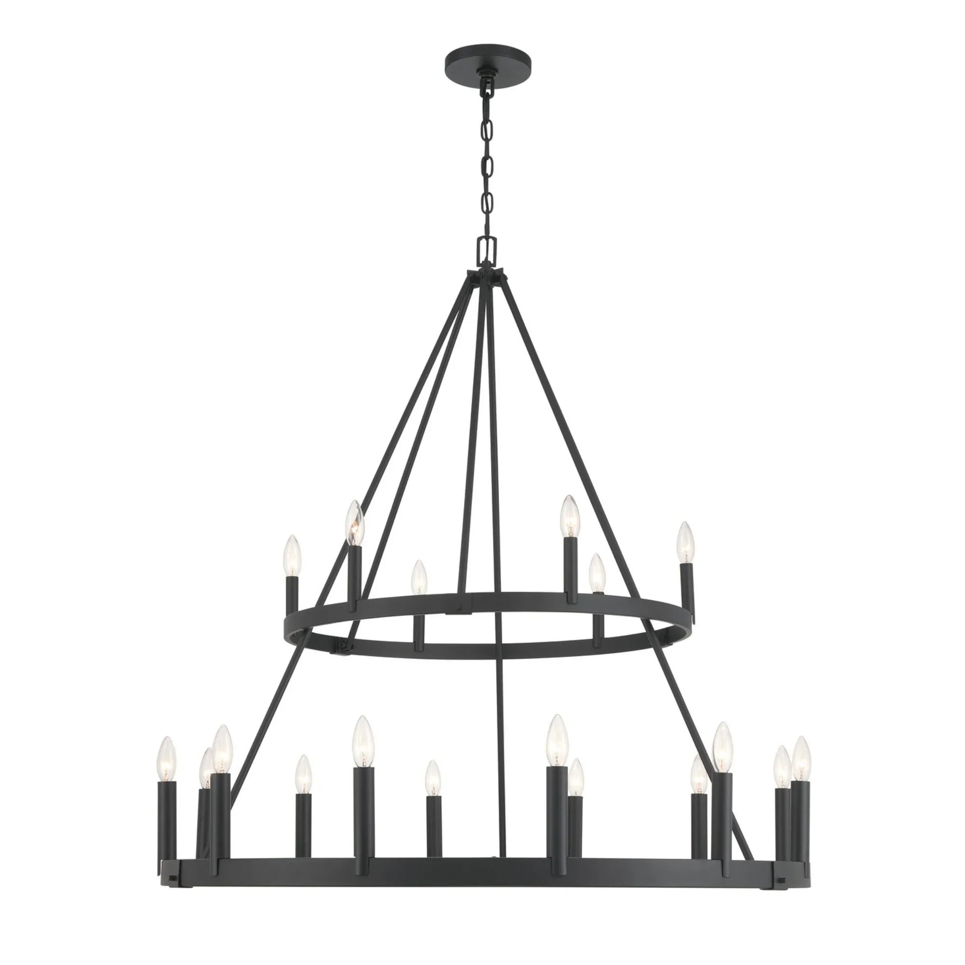 Dutton 44" 18-Light 2-Tier Chandelier, Coal Finish - Bees Lighting
