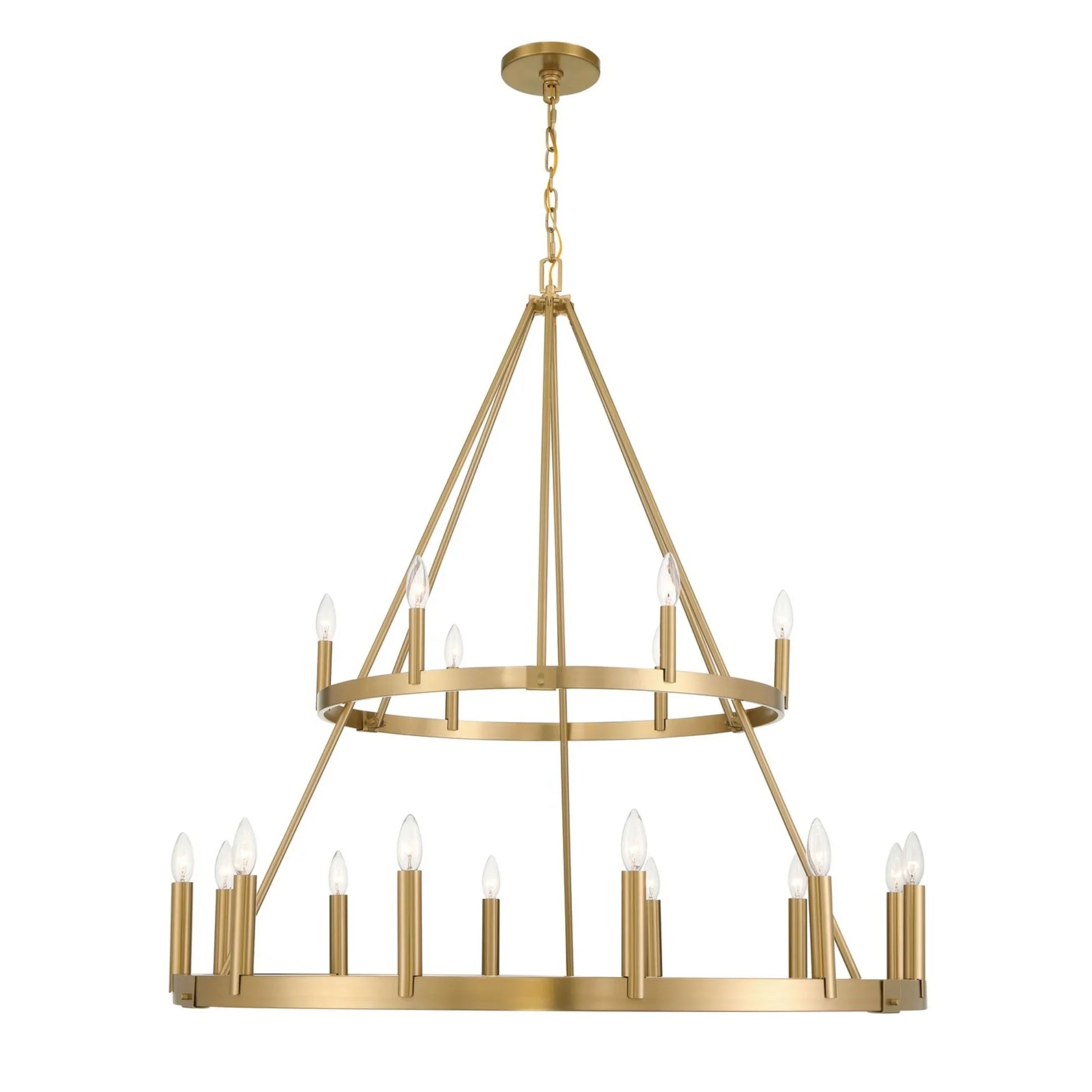 Dutton 44" 18-Light 2-Tier Chandelier, Signature Brass Finish - Bees Lighting