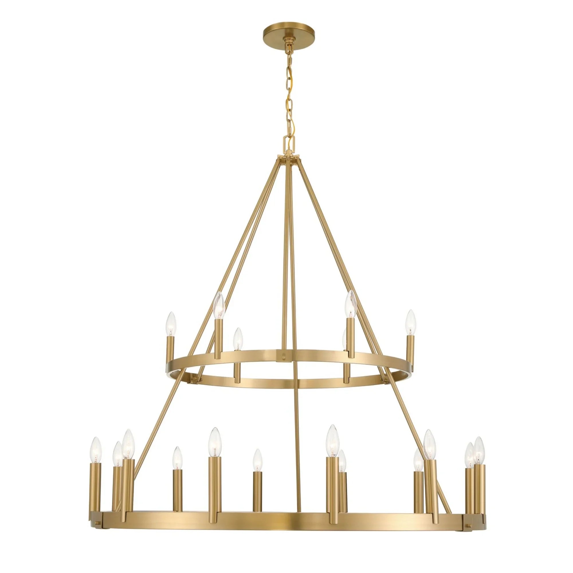 Dutton 44" 18-Light 2-Tier Chandelier, Signature Brass Finish - Bees Lighting