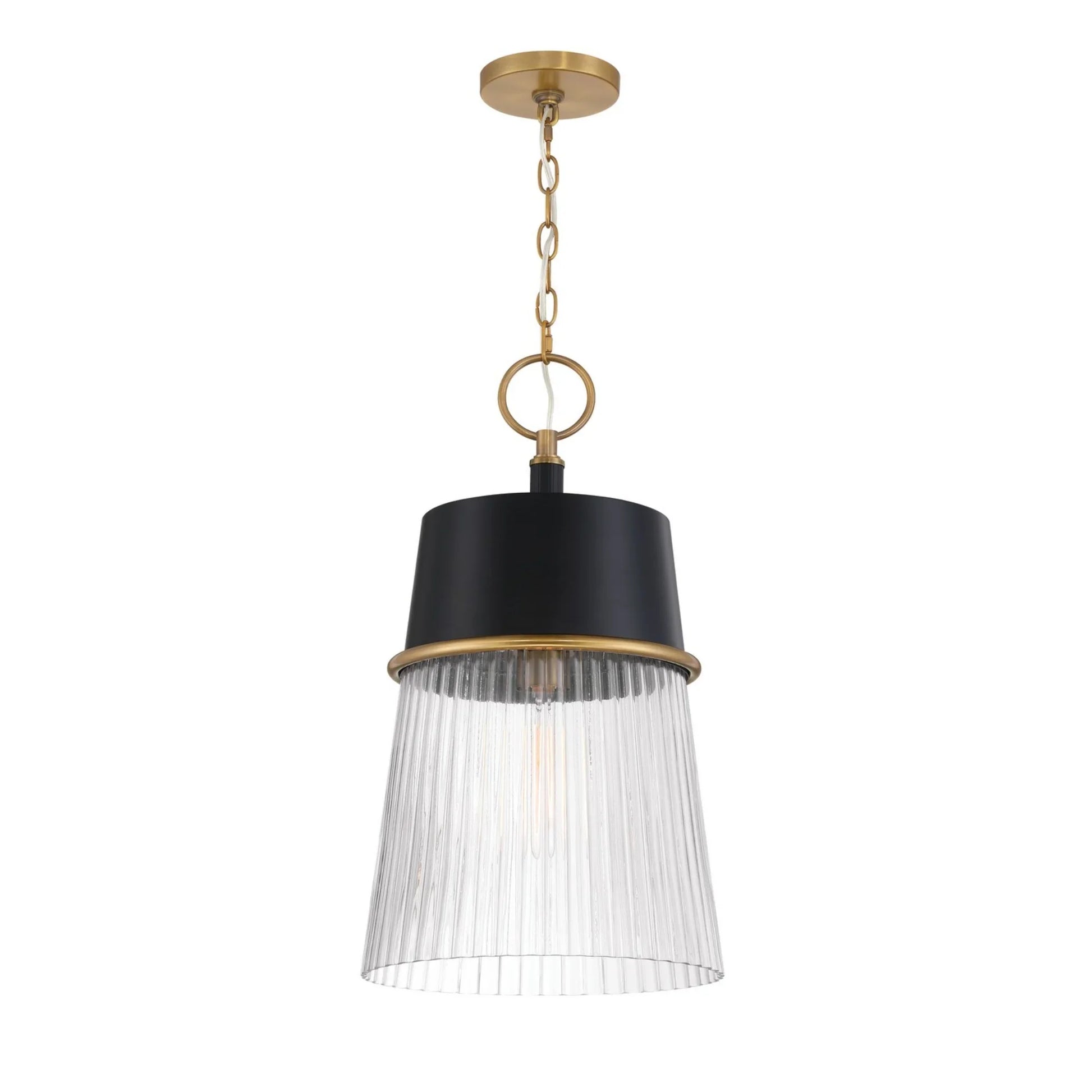 Stamford 13" Pendant, Legacy Brass & Dark Matte Black Finish - Bees Lighting
