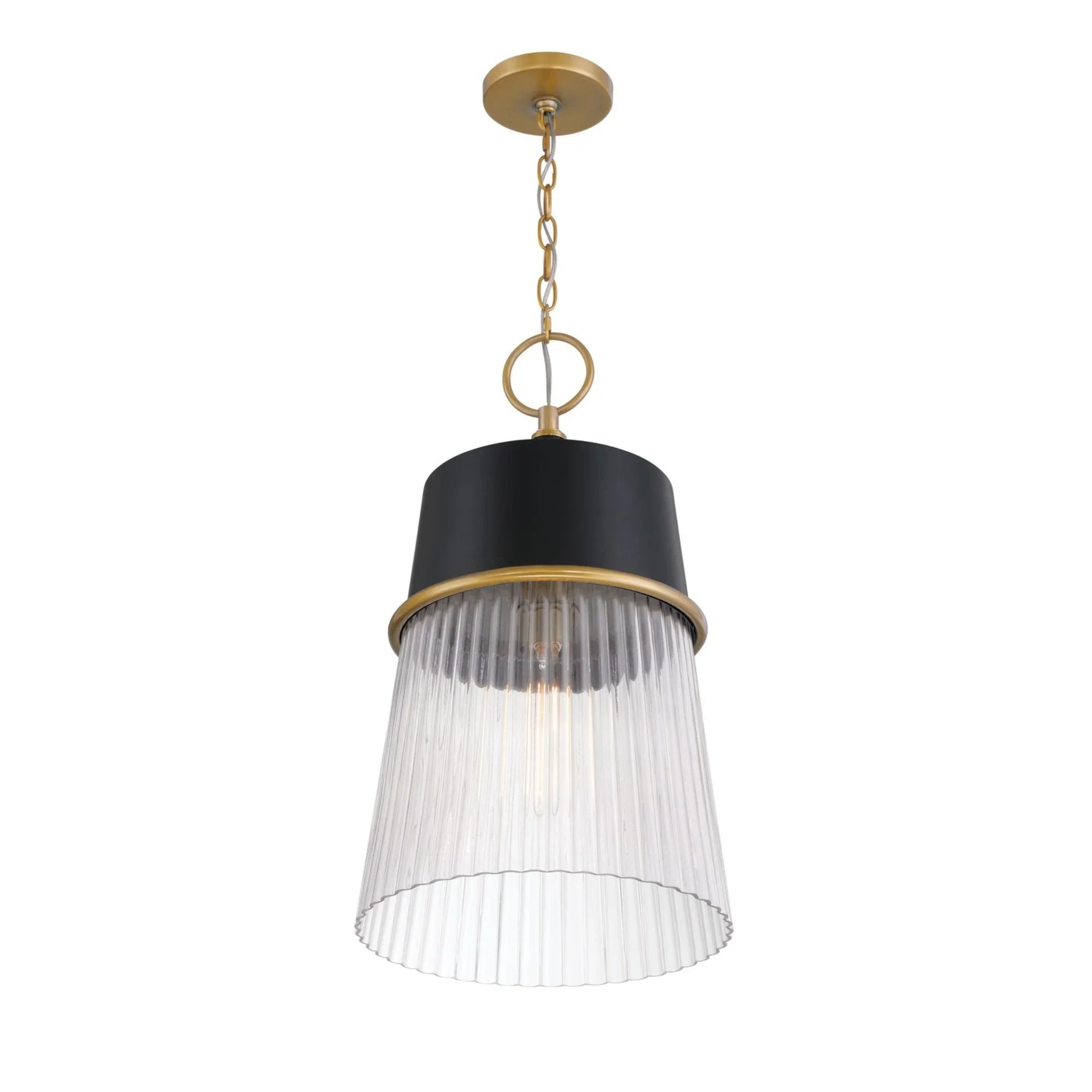 Stamford 13" Pendant, Legacy Brass & Dark Matte Black Finish - Bees Lighting