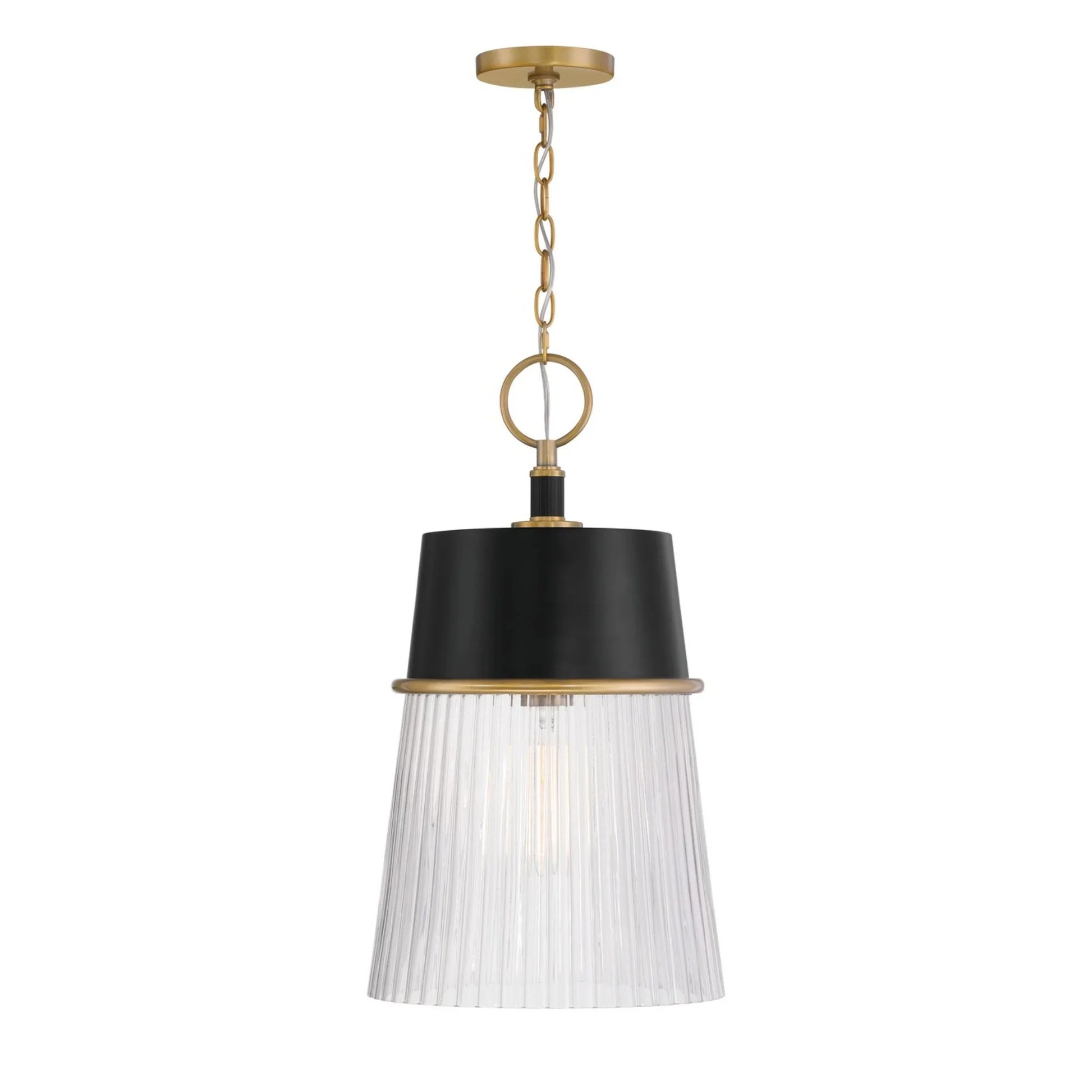 Stamford 13" Pendant, Legacy Brass & Dark Matte Black Finish - Bees Lighting