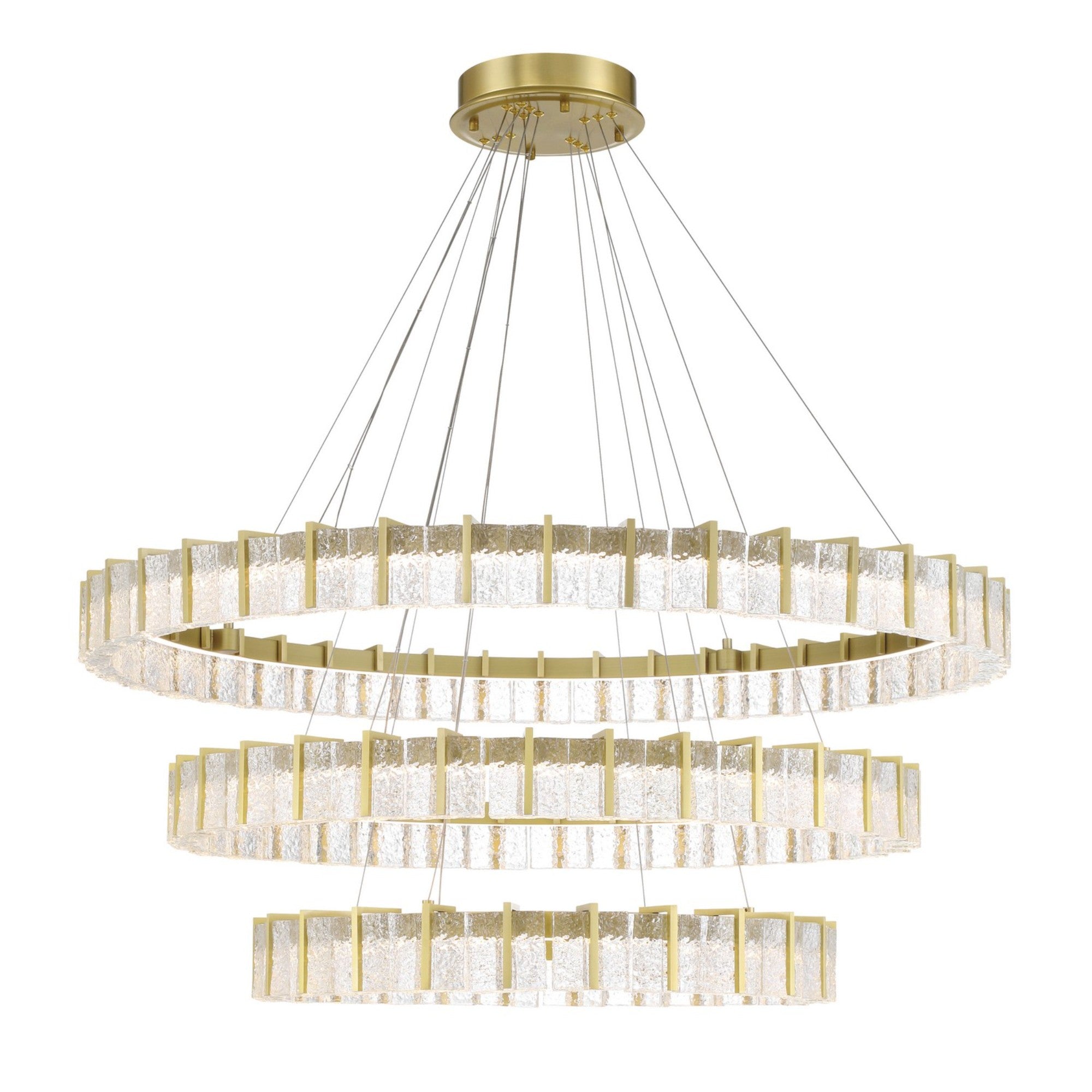 Sevryn 3-Tiers 45" LED Chandelier, Soft Brass Finish - Bees Lighting