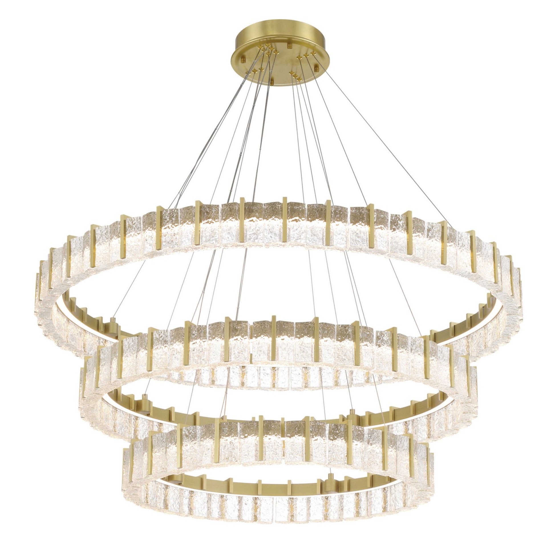 Sevryn 3-Tiers 45" LED Chandelier, Soft Brass Finish - Bees Lighting