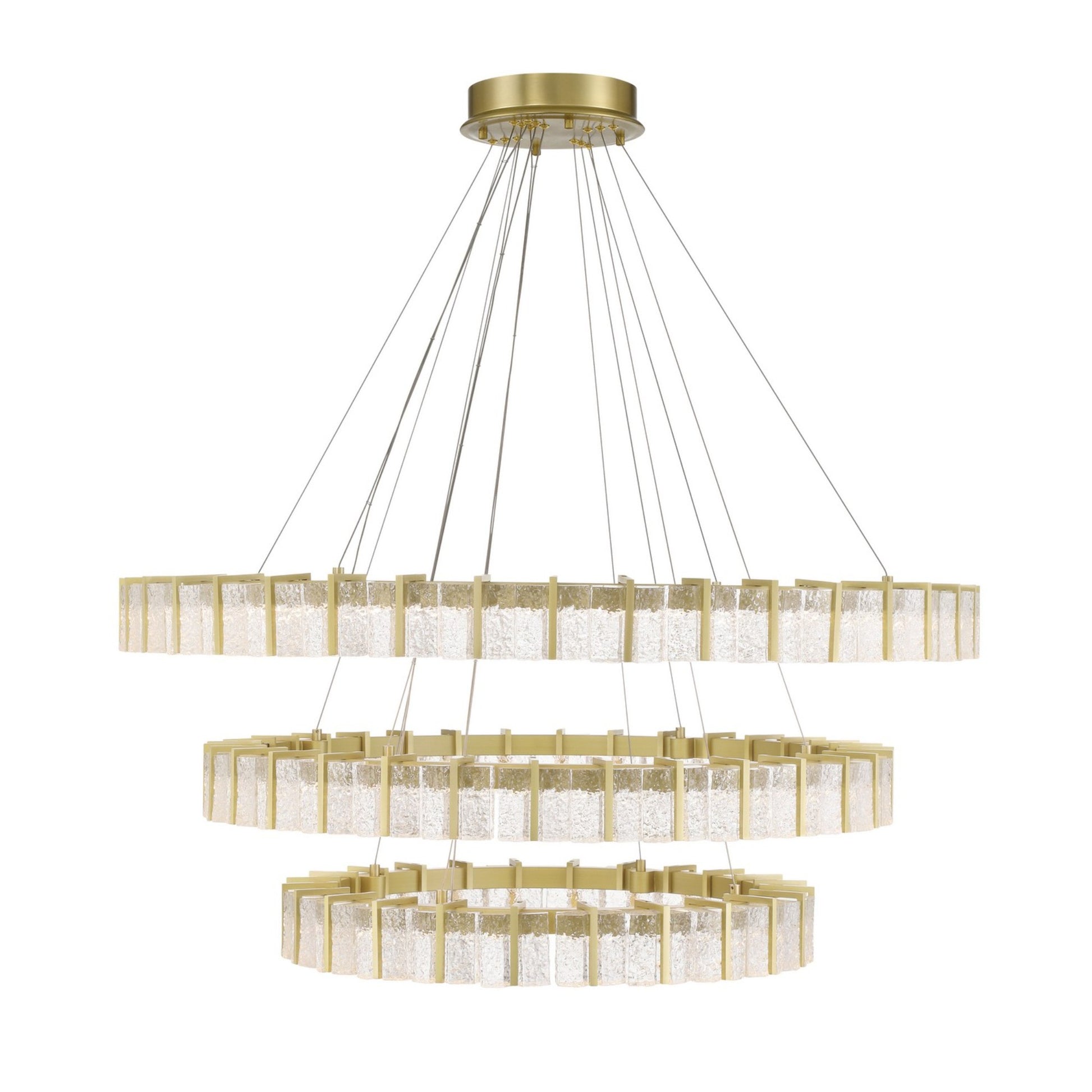 Sevryn 3-Tiers 45" LED Chandelier, Soft Brass Finish - Bees Lighting
