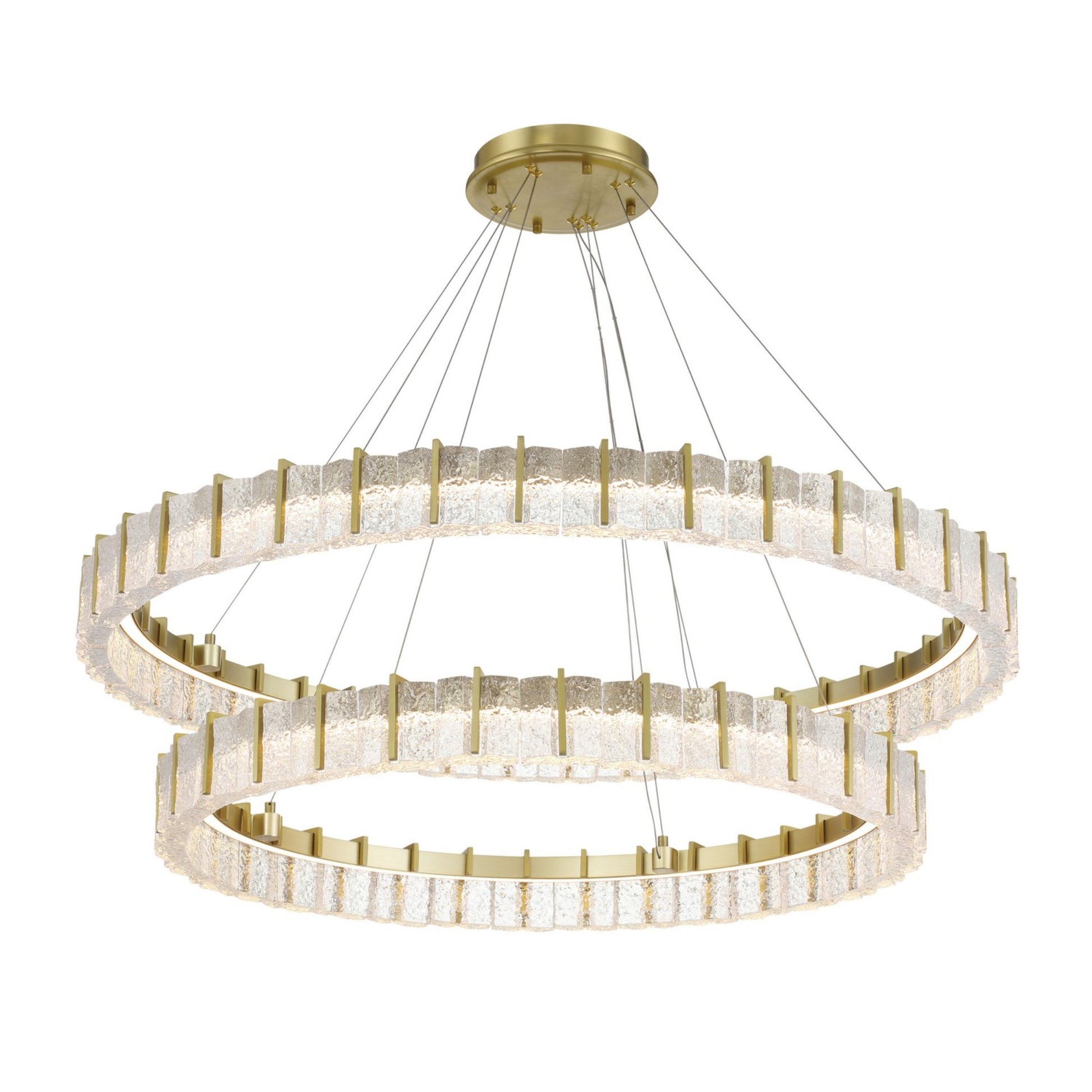 Sevryn 2-Tiers 45" LED Chandelier, Soft Brass Finish - Bees Lighting