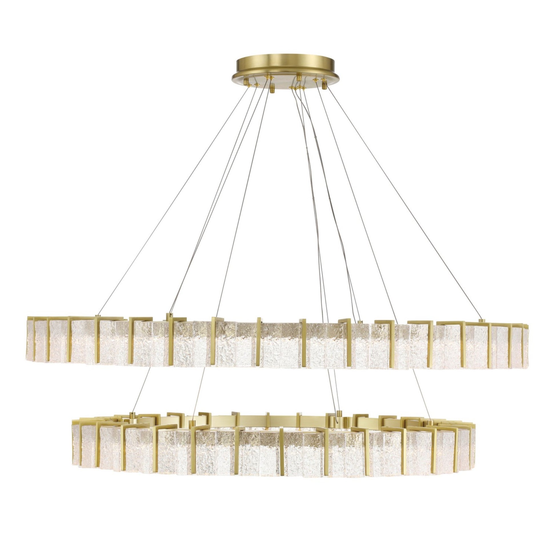 Sevryn 2-Tiers 45" LED Chandelier, Soft Brass Finish - Bees Lighting