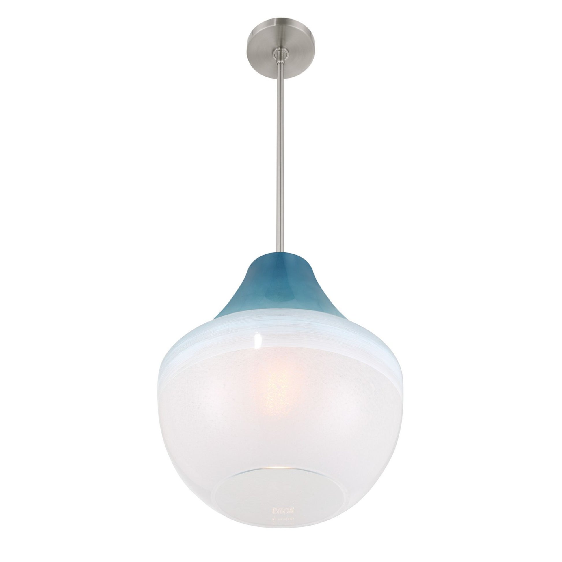 Pacific 17" Pendant, Brushed Nickel Finish with Blue Ombre Glass - Bees Lighting