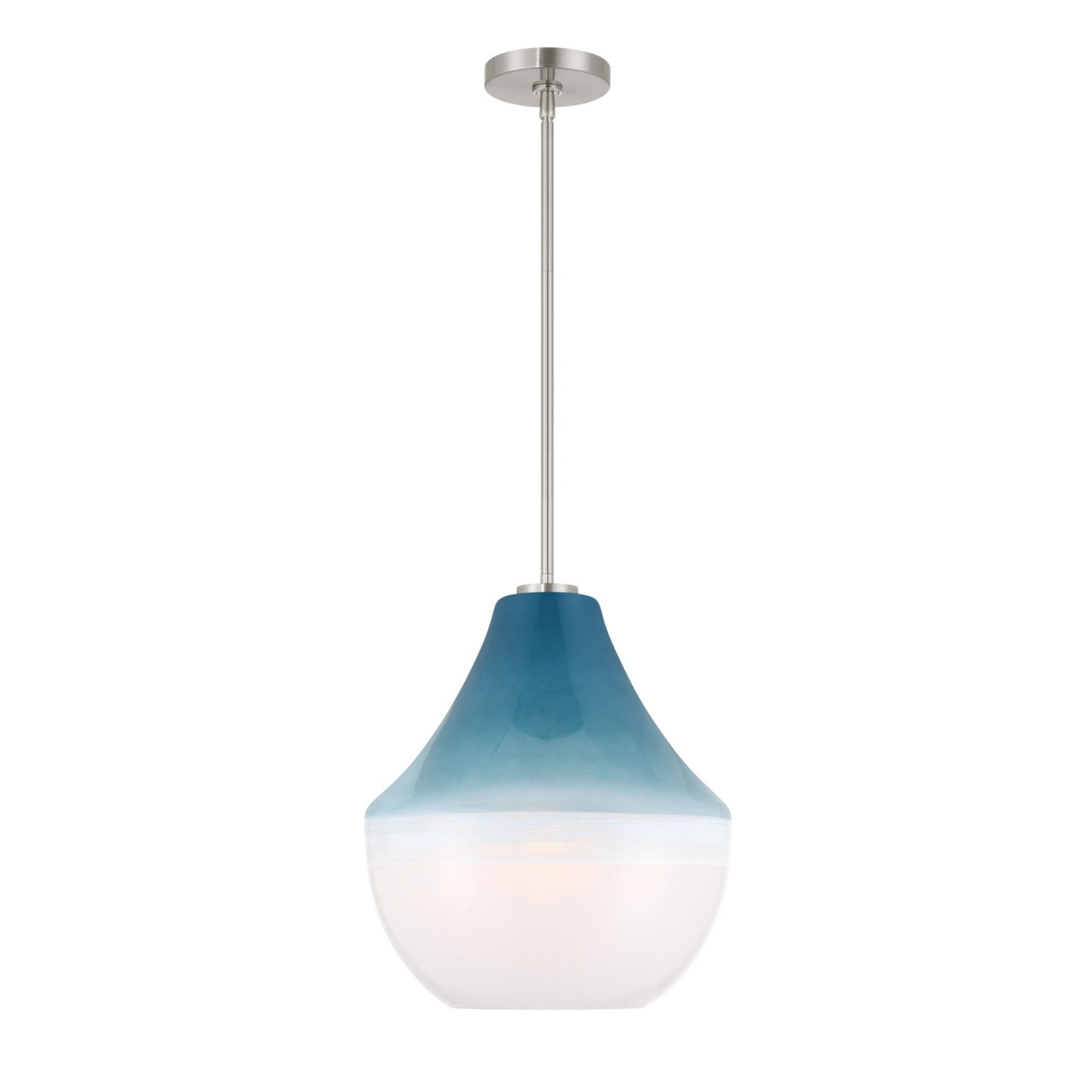 Pacific 17" Pendant, Brushed Nickel Finish with Blue Ombre Glass - Bees Lighting