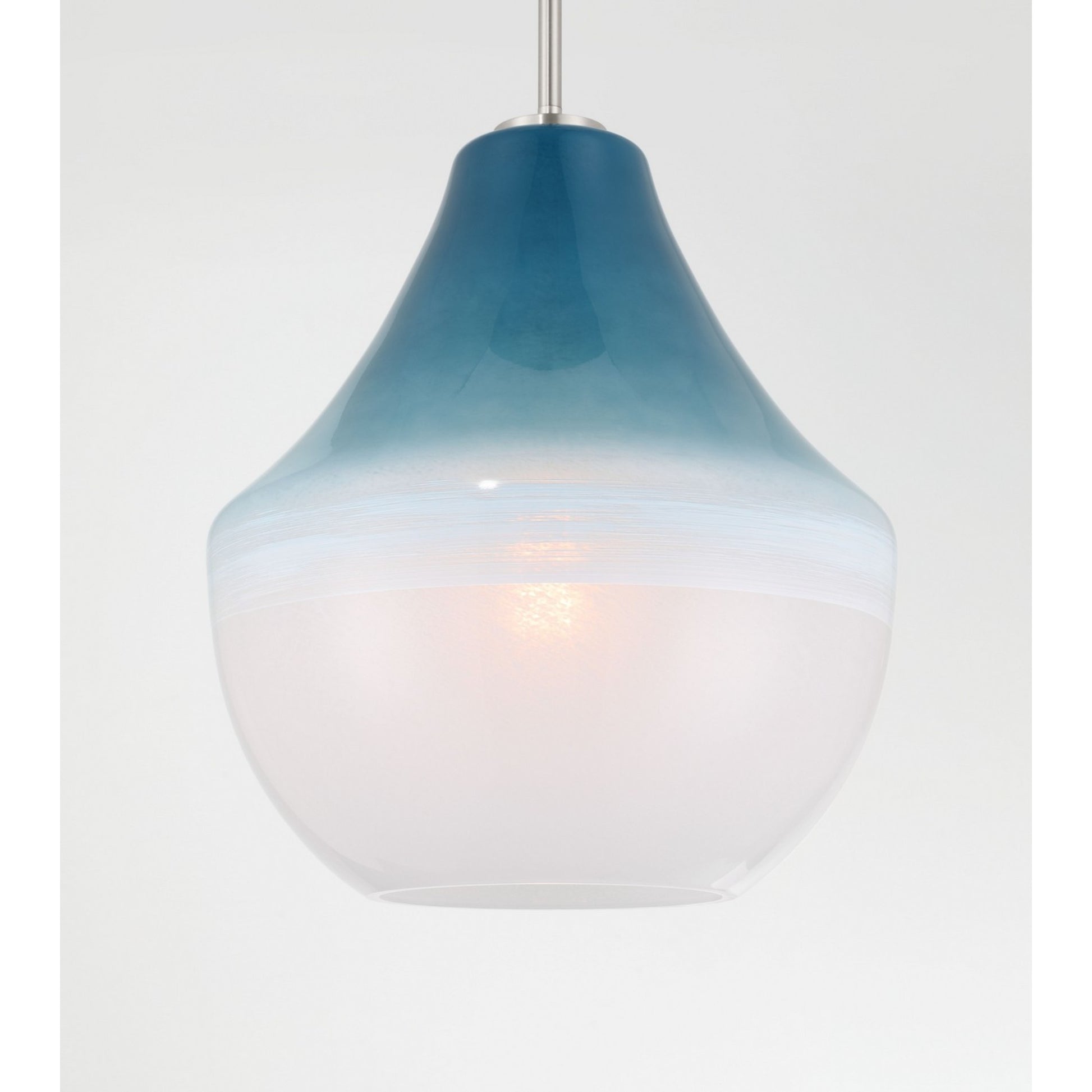 Pacific 17" Pendant, Brushed Nickel Finish with Blue Ombre Glass - Bees Lighting