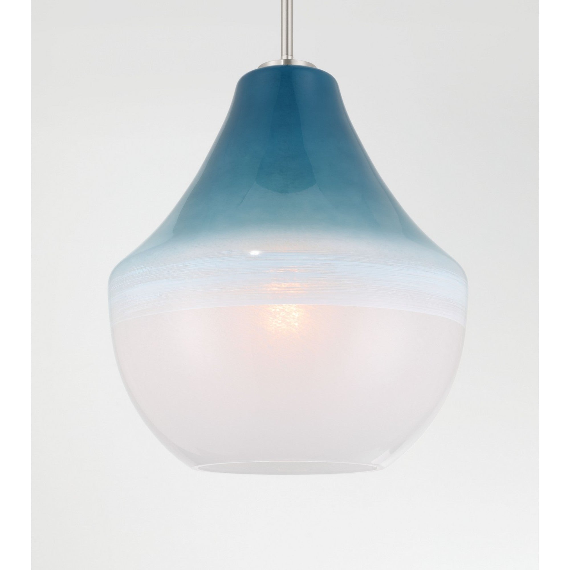 Pacific 17" Pendant, Brushed Nickel Finish with Blue Ombre Glass - Bees Lighting