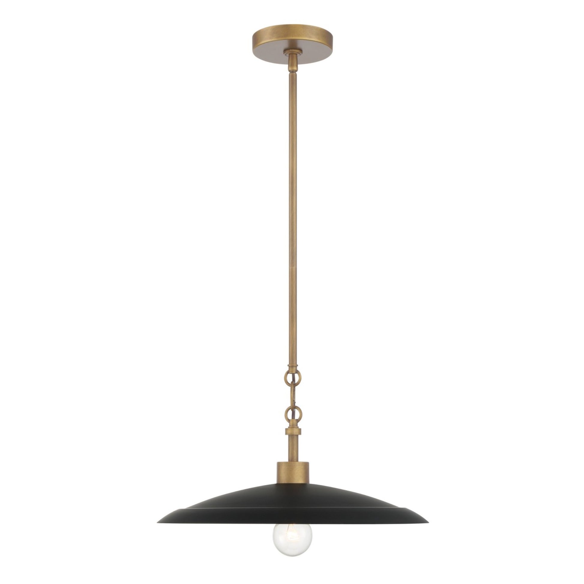 York 16" Pendant, Dark Matte Black with Natural Brass Finish - Bees Lighting