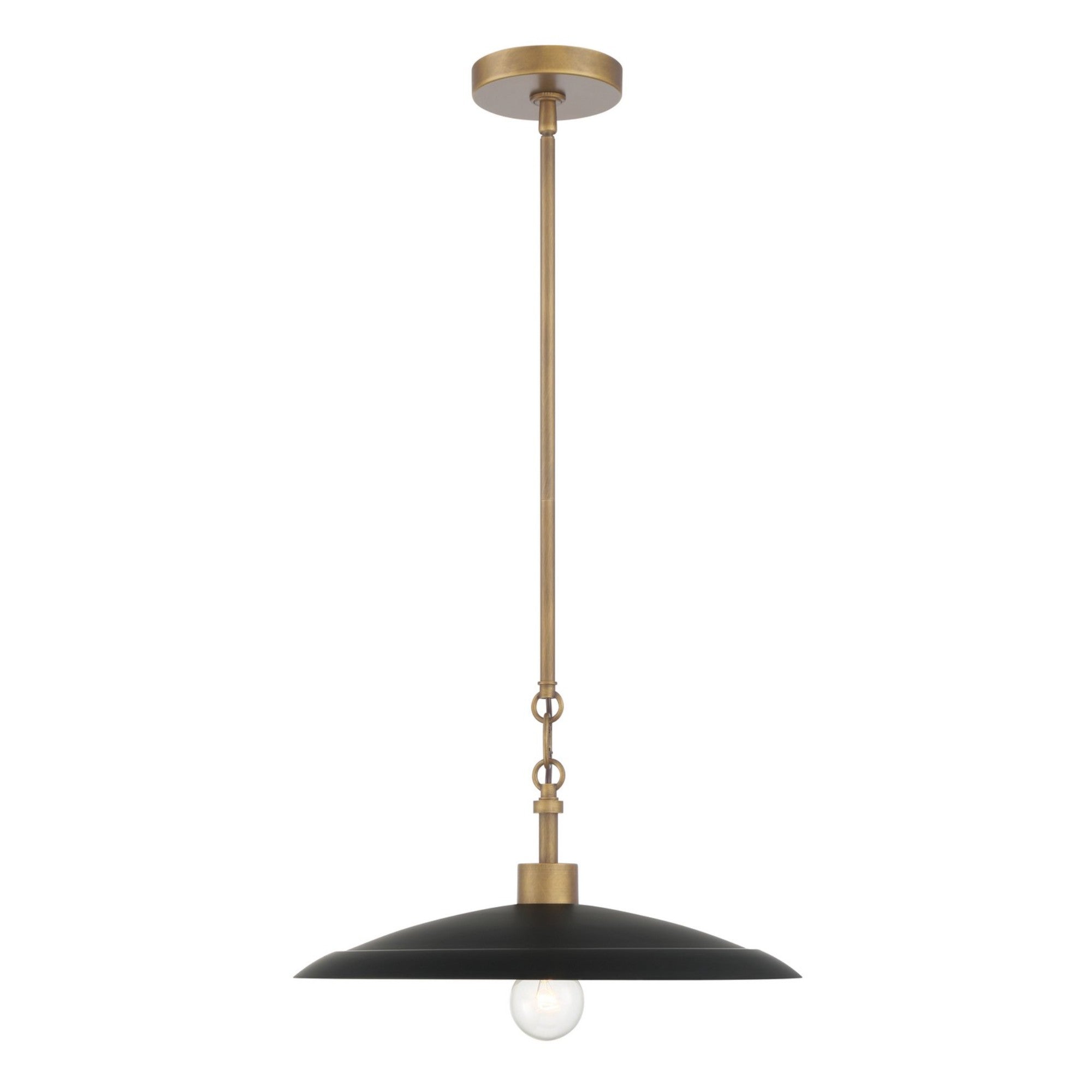 York 16" Pendant, Dark Matte Black with Natural Brass Finish - Bees Lighting