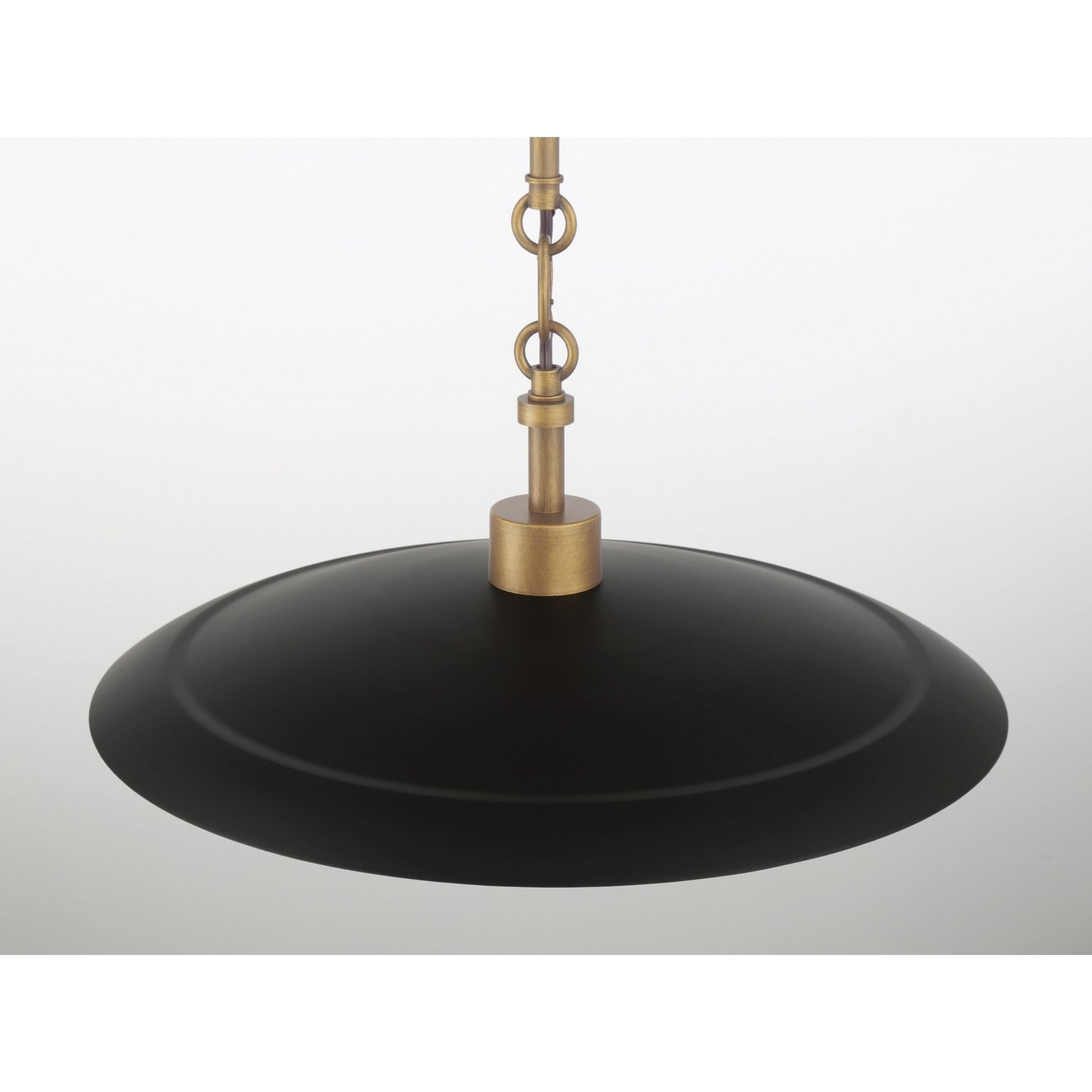 York 16" Pendant, Dark Matte Black with Natural Brass Finish - Bees Lighting
