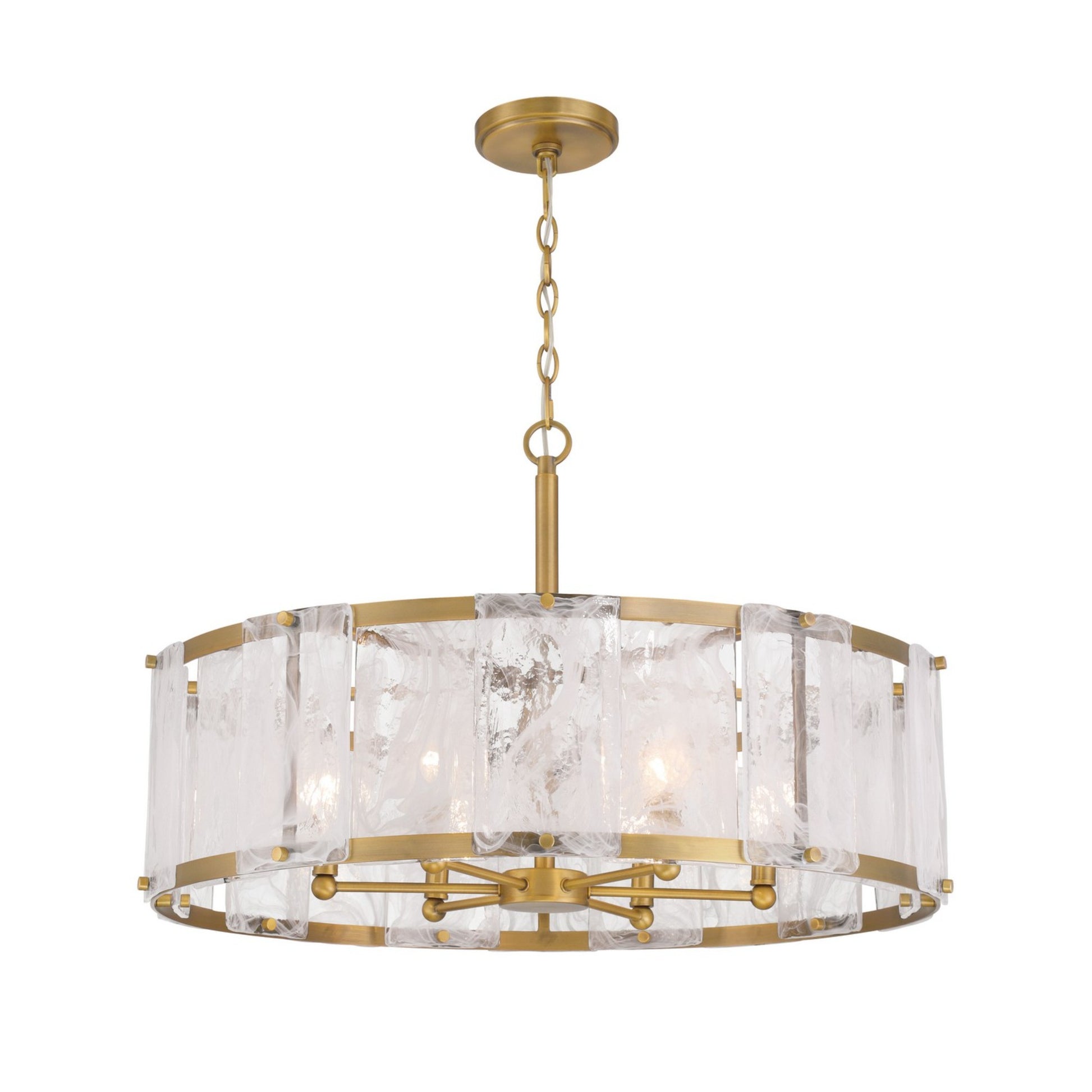 Veil 28" 6-Light Pendant, Legacy Brass Finish - Bees Lighting