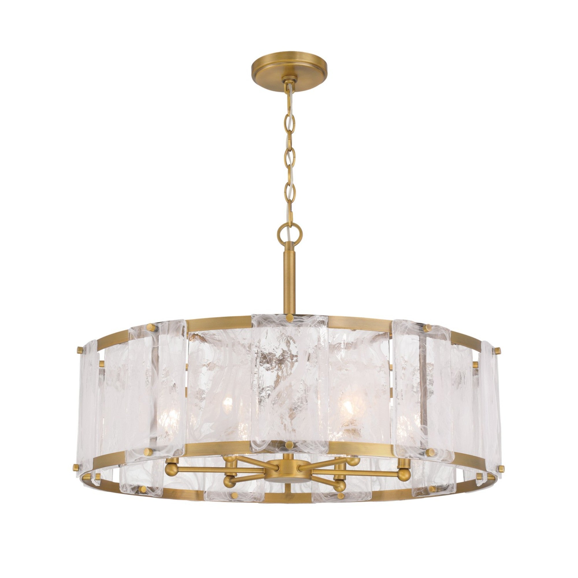 Veil 28" 6-Light Pendant, Legacy Brass Finish - Bees Lighting