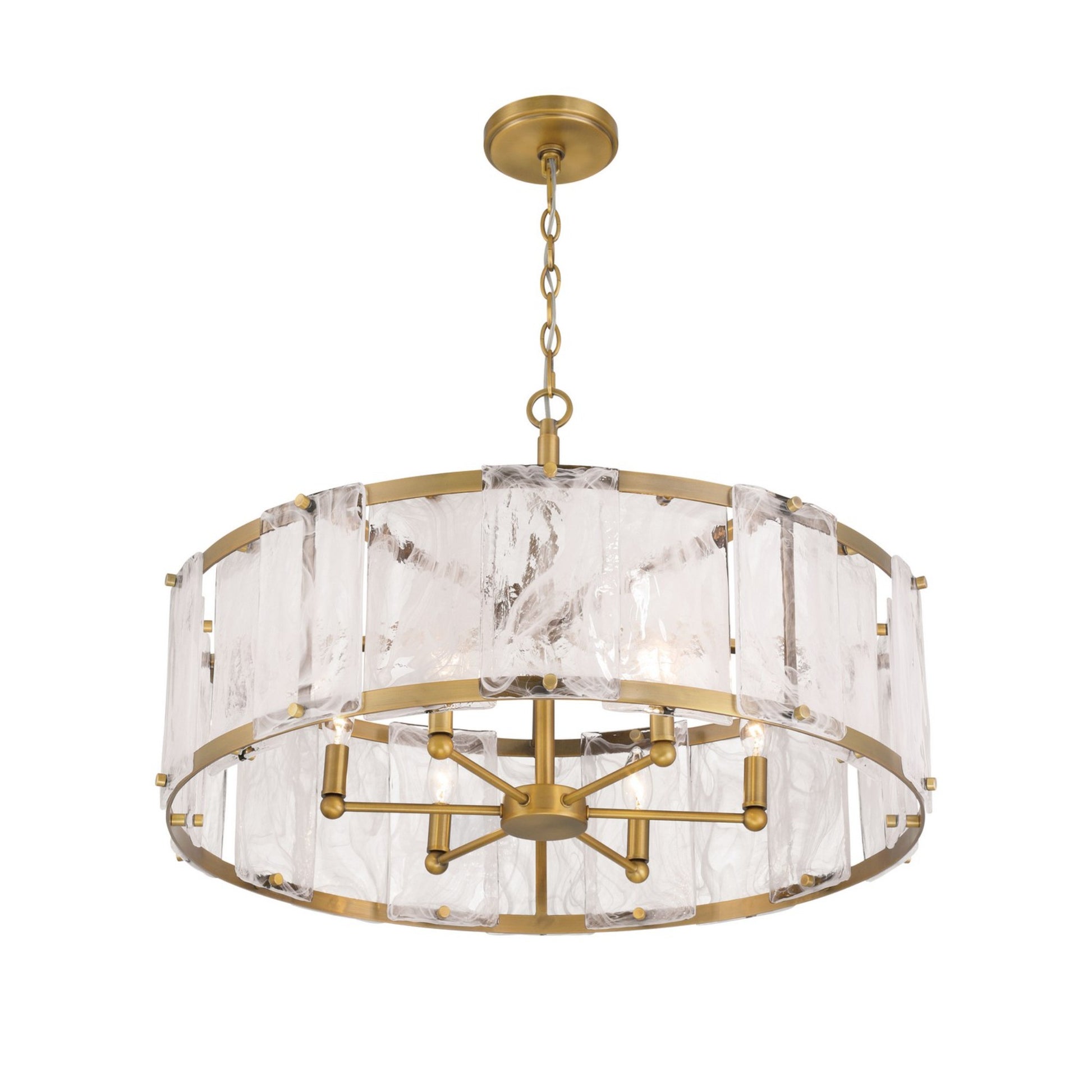 Veil 28" 6-Light Pendant, Legacy Brass Finish - Bees Lighting