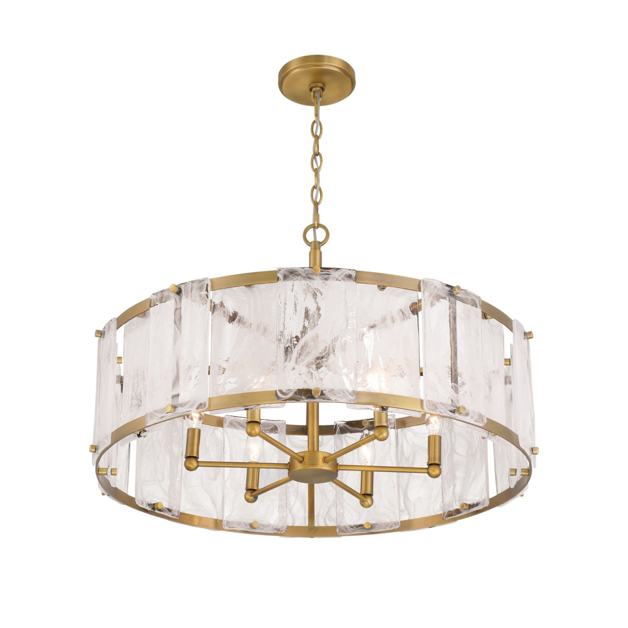 Veil 28" 6-Light Pendant, Legacy Brass Finish - Bees Lighting
