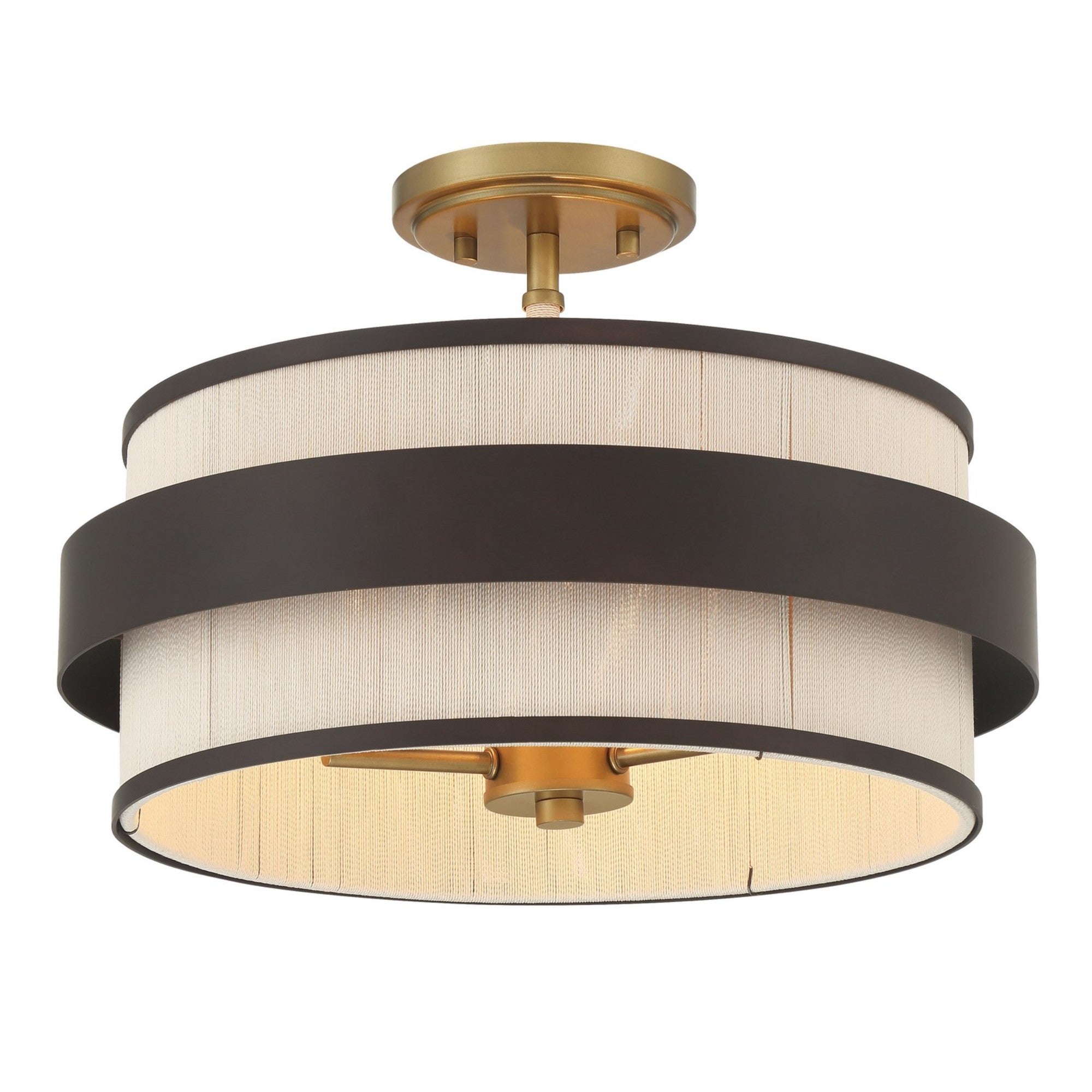 Harbor Wrap 16" 3-Light Semi-Flush Mount, Legacy Brass & Bronze Finish - Bees Lighting