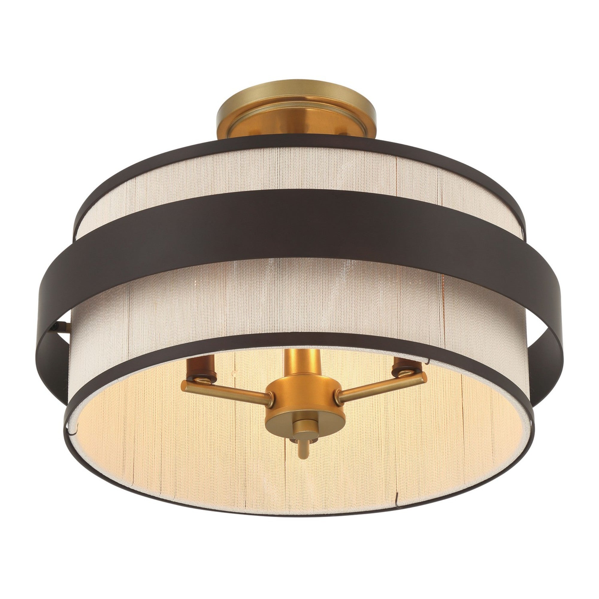 Harbor Wrap 16" 3-Light Semi-Flush Mount, Legacy Brass & Bronze Finish - Bees Lighting