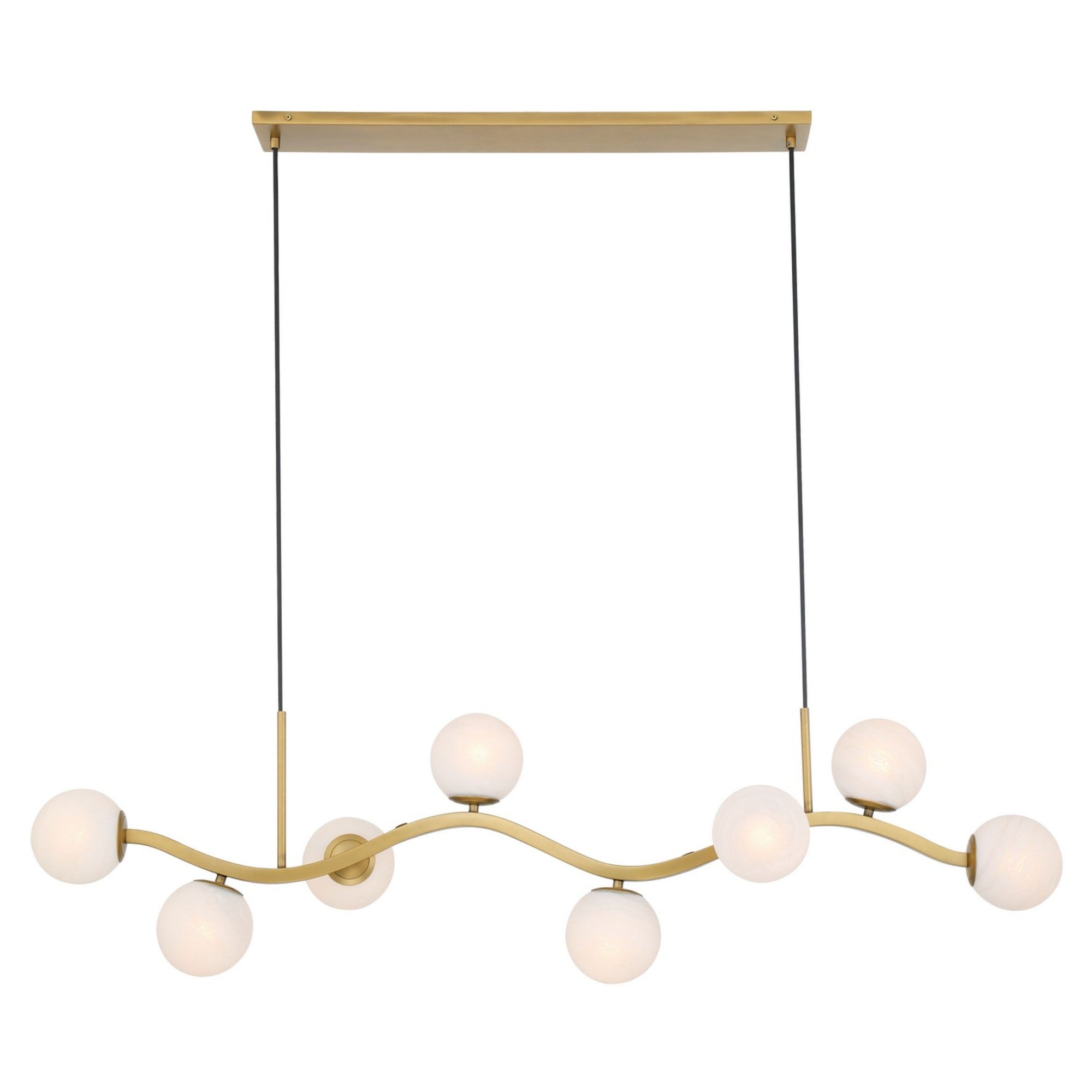 Curven 54" 8-Light Island Light, Legacy Brass Finish - Bees Lighting