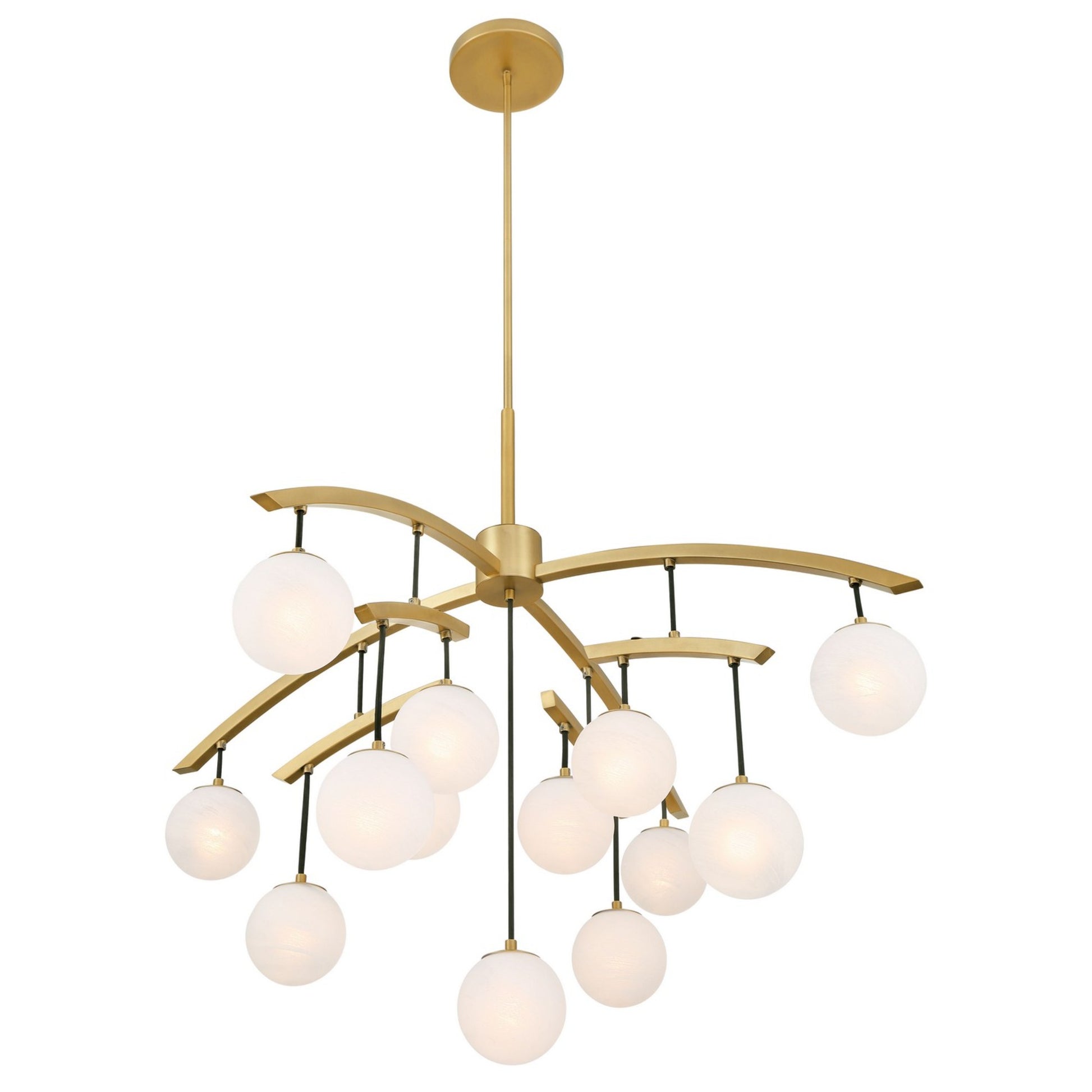 Curven 42" 13-Light Chandelier, Legacy Brass Finish - Bees Lighting