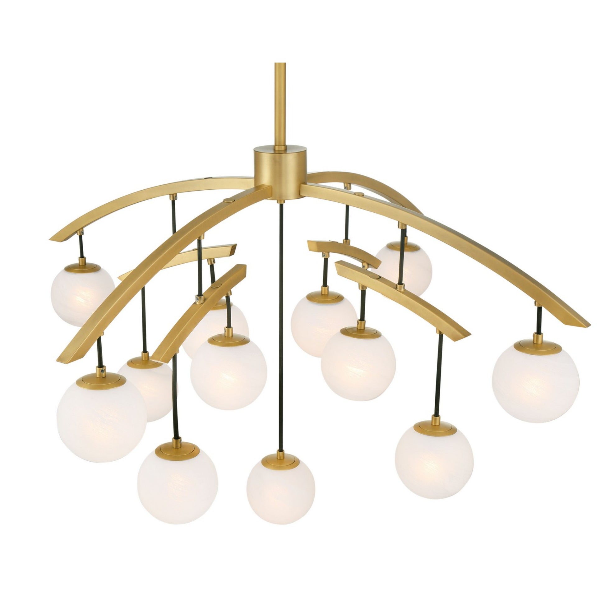 Curven 42" 13-Light Chandelier, Legacy Brass Finish - Bees Lighting