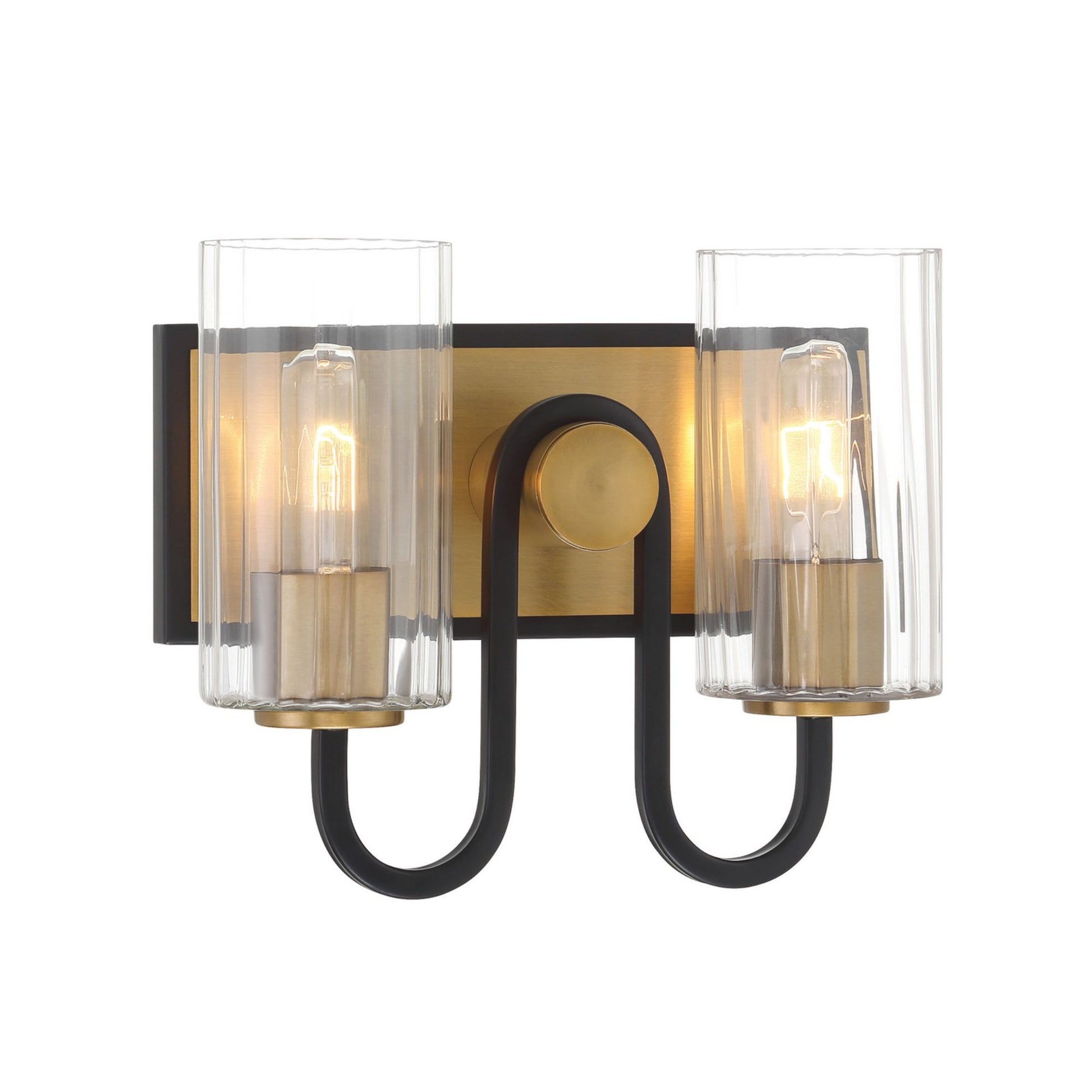 Orla 12" 2-Light Bath Vanity, Legacy Brass & Dark Matte Black Finish - Bees Lighting