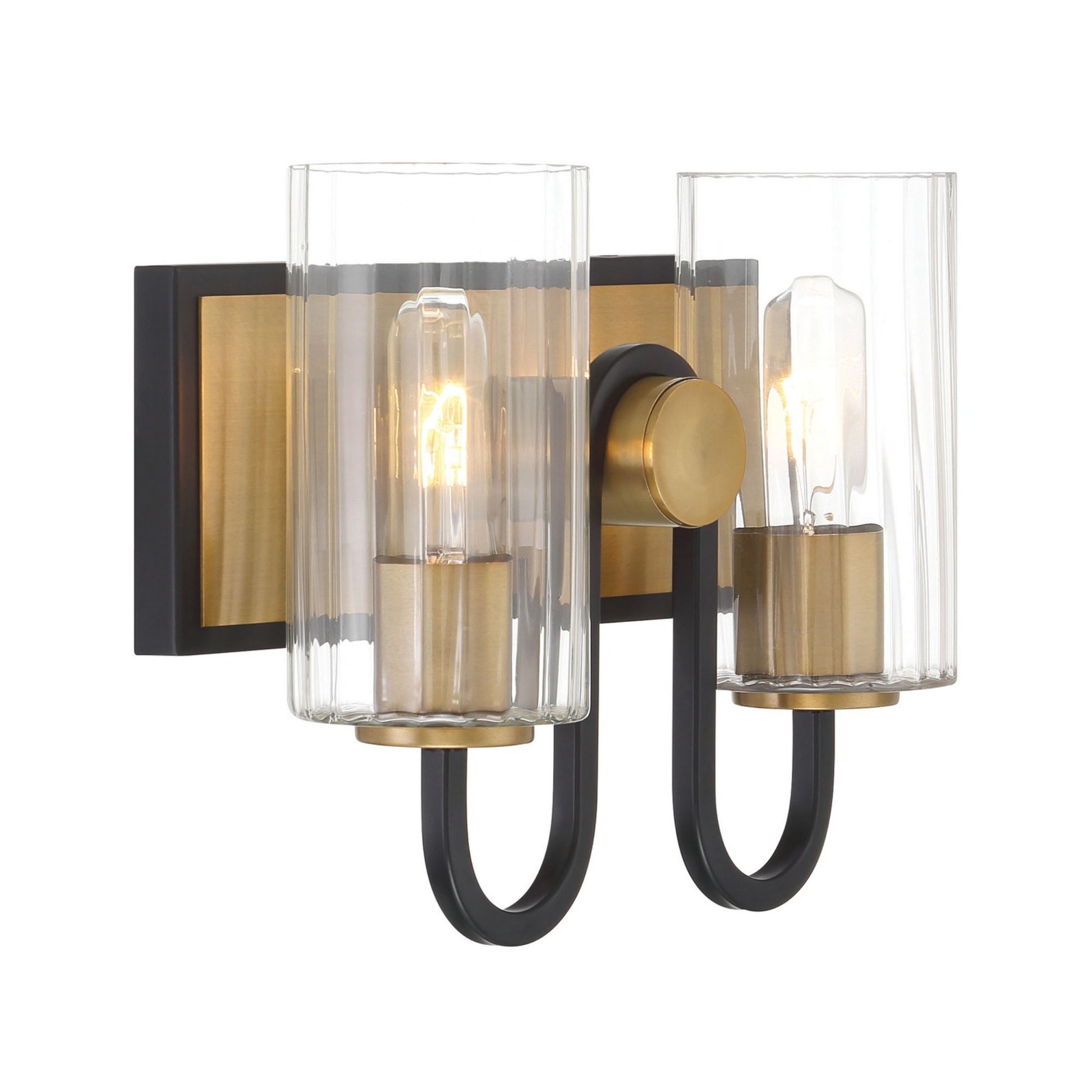 Orla 12" 2-Light Bath Vanity, Legacy Brass & Dark Matte Black Finish - Bees Lighting