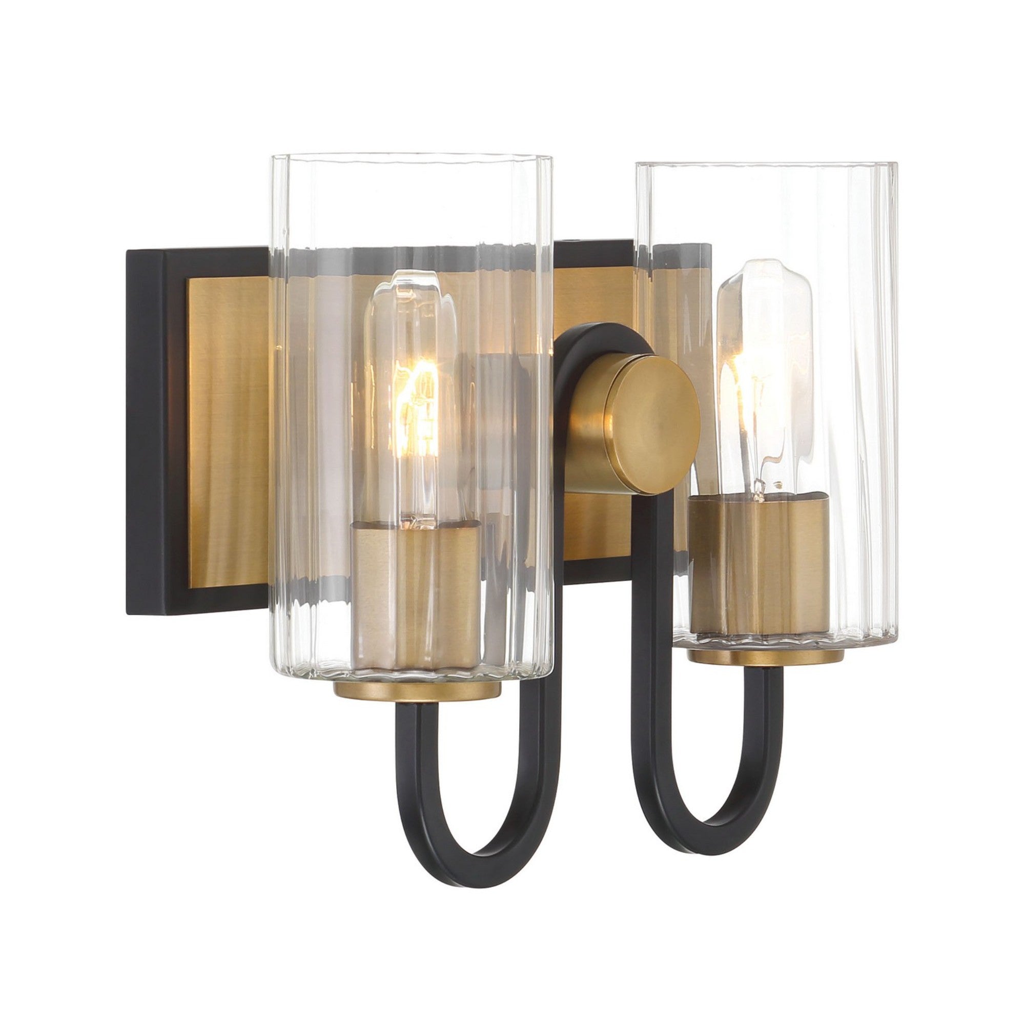 Orla 12" 2-Light Bath Vanity, Legacy Brass & Dark Matte Black Finish - Bees Lighting
