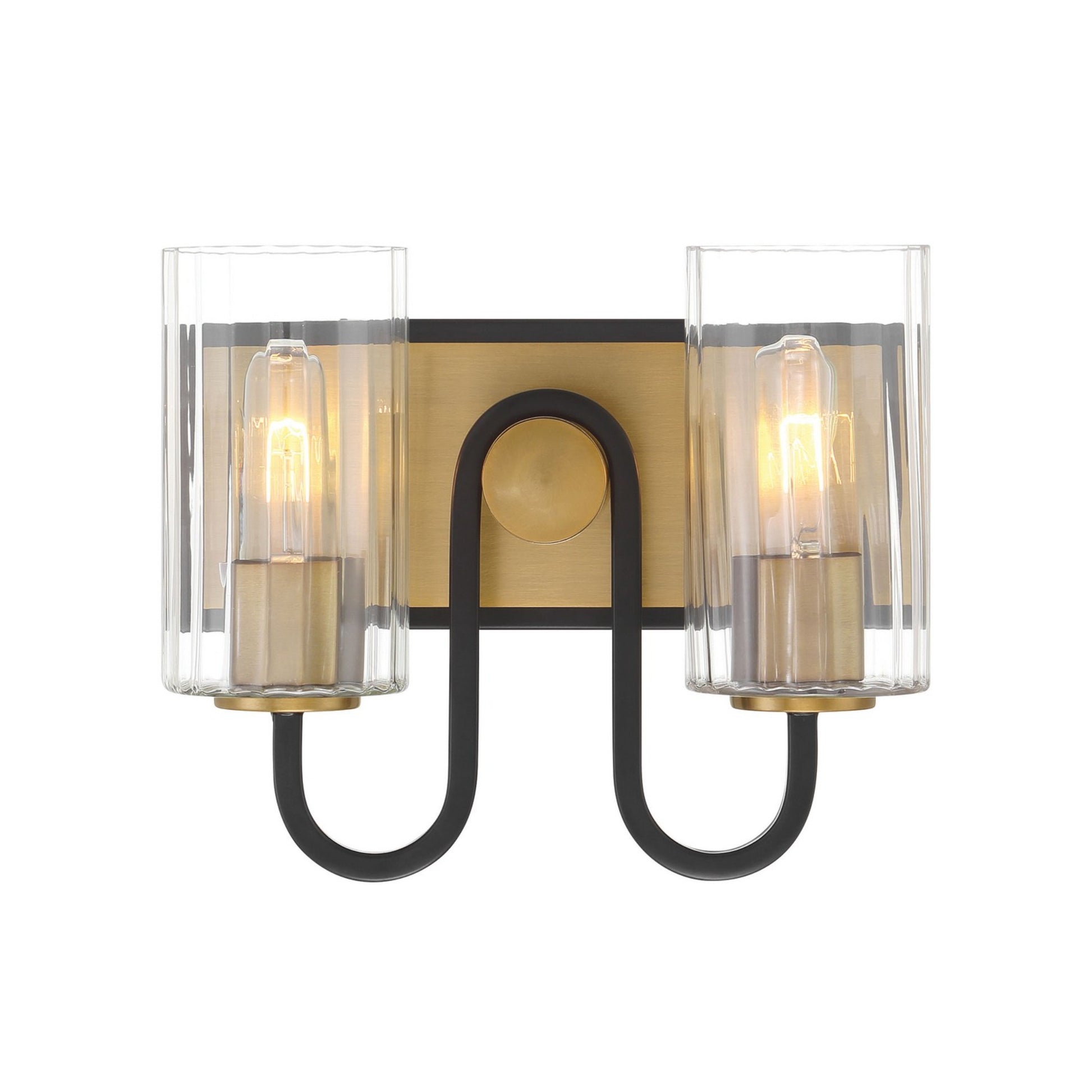 Orla 12" 2-Light Bath Vanity, Legacy Brass & Dark Matte Black Finish - Bees Lighting