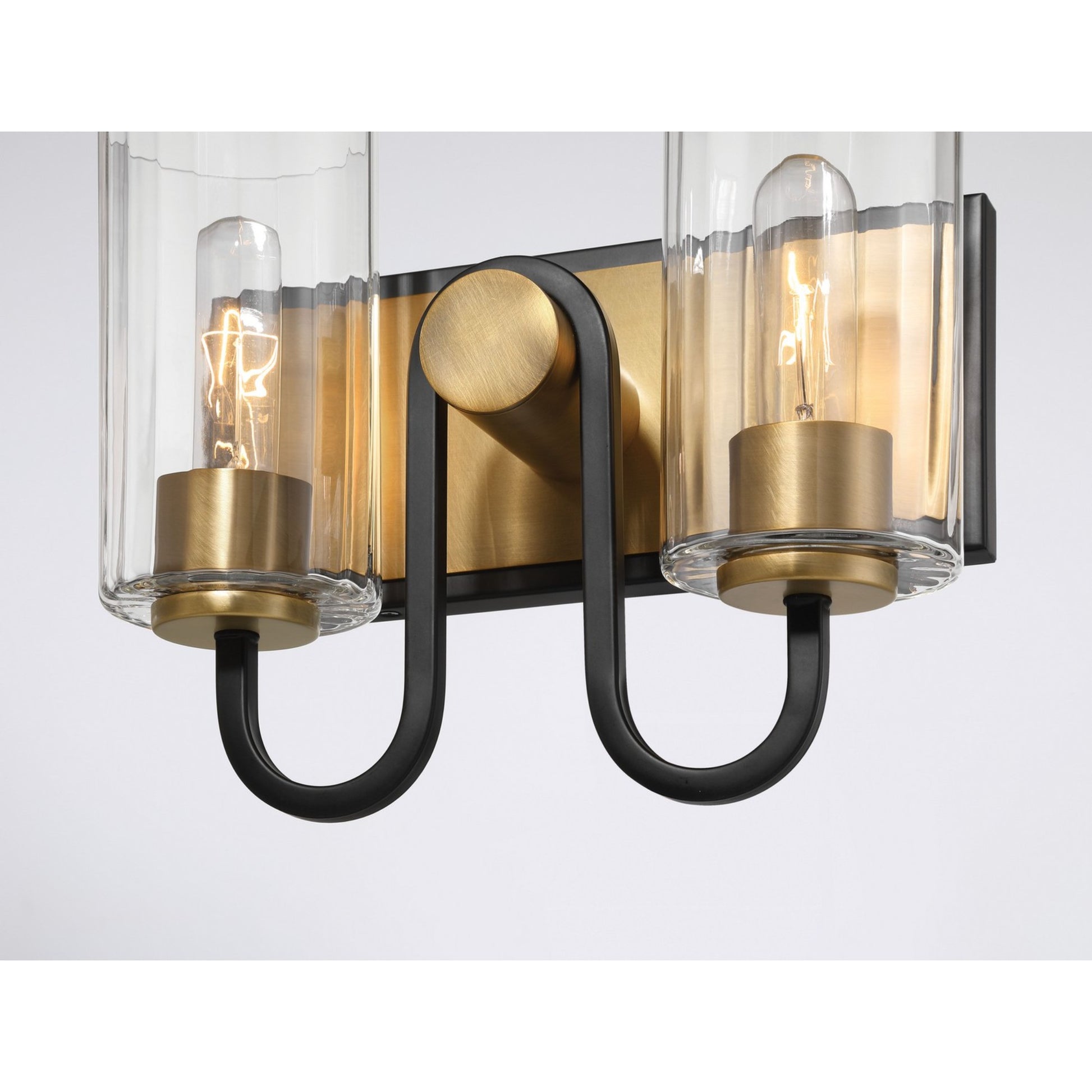 Orla 12" 2-Light Bath Vanity, Legacy Brass & Dark Matte Black Finish - Bees Lighting