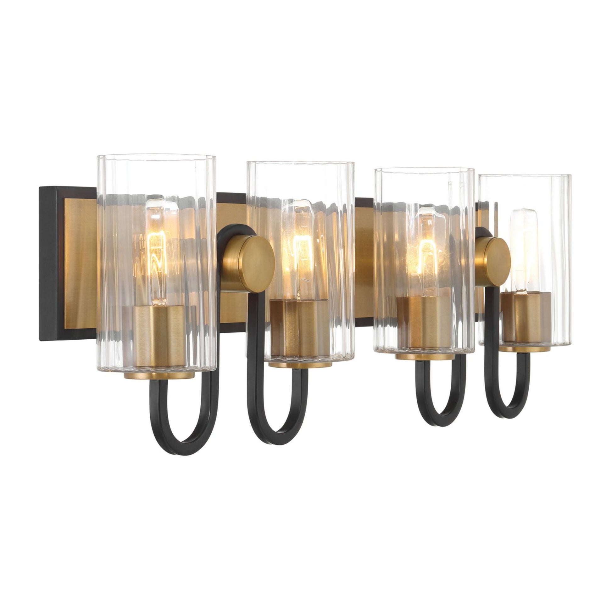 Orla 28" 4-Light Bath Vanity, Legacy Brass & Dark Matte Black Finish - Bees Lighting