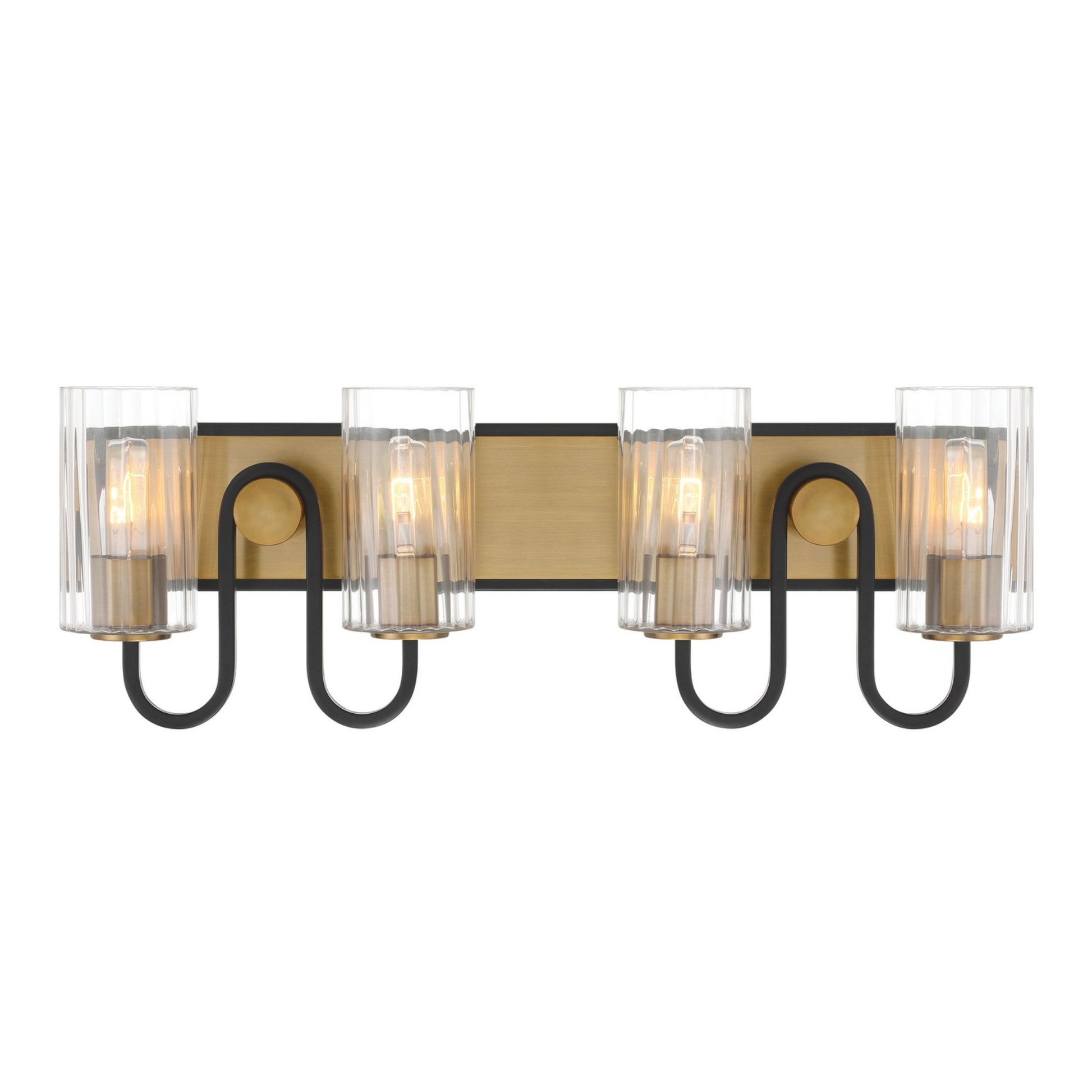 Orla 28" 4-Light Bath Vanity, Legacy Brass & Dark Matte Black Finish - Bees Lighting
