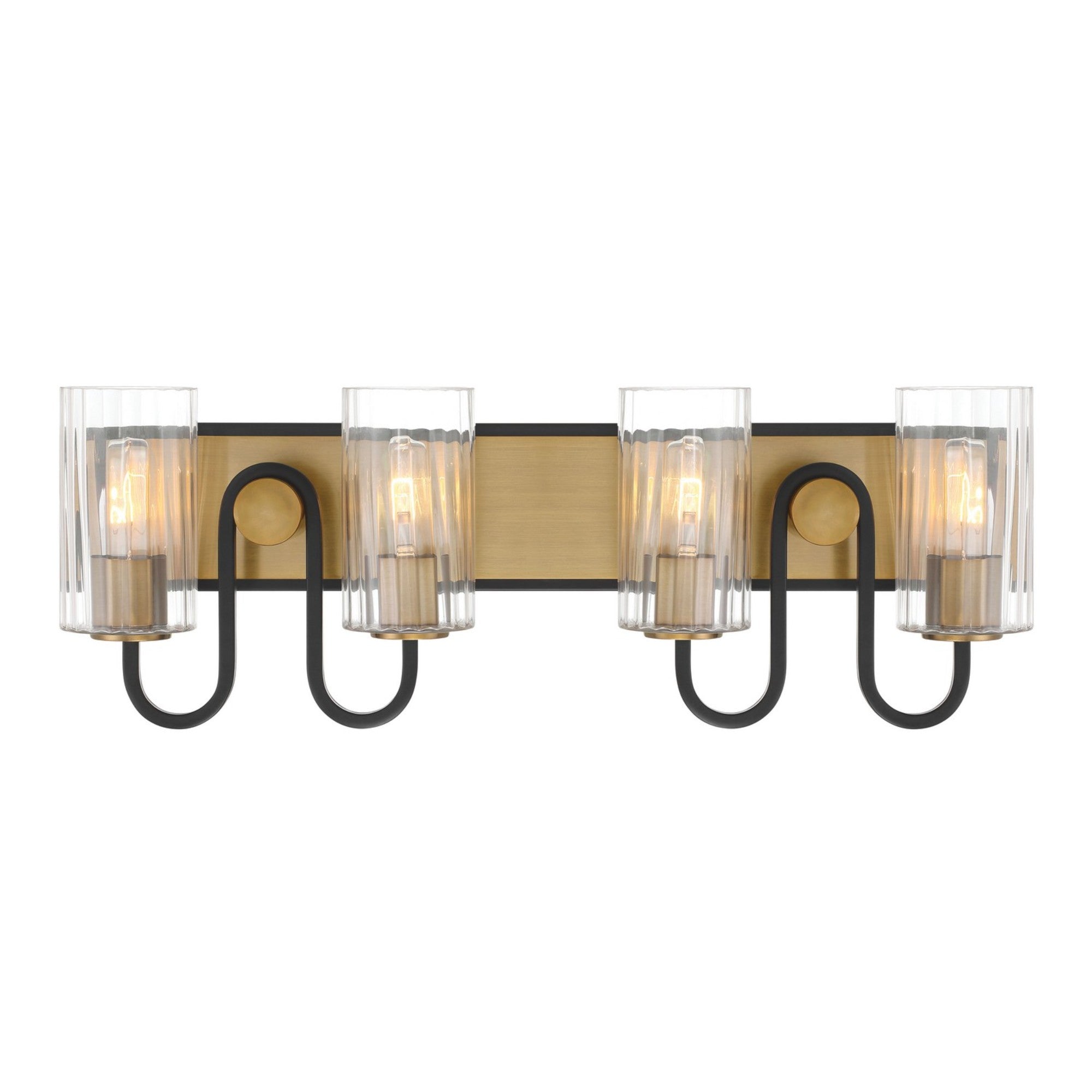 Orla 28" 4-Light Bath Vanity, Legacy Brass & Dark Matte Black Finish - Bees Lighting