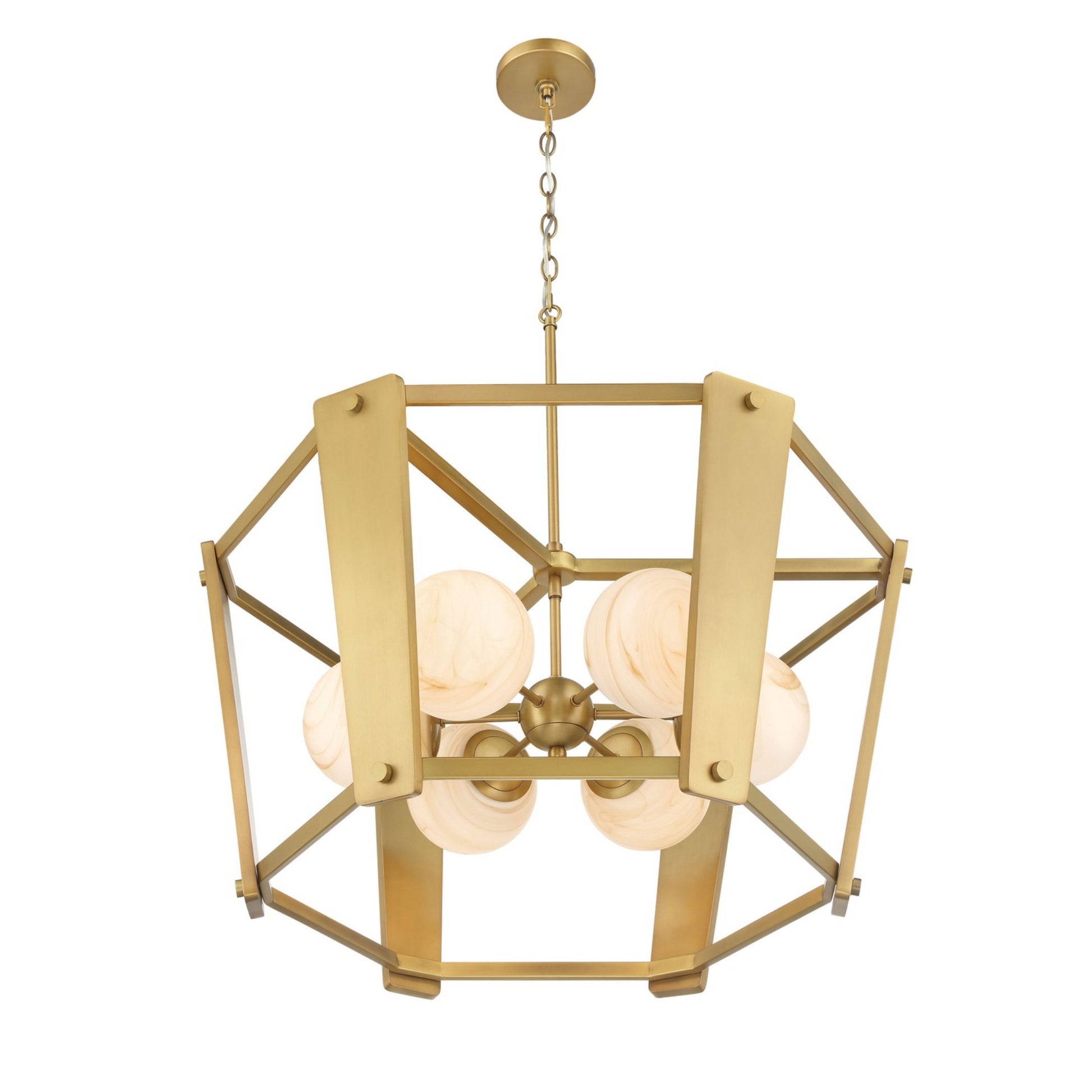 Shimmer 31" 6-Light Pendant, Legacy Brass Finish - Bees Lighting