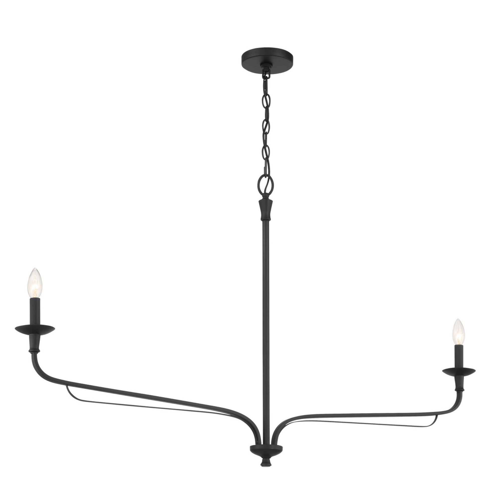 Velena 50" 2-Light Chandelier, Dark Matte Black Finish - Bees Lighting