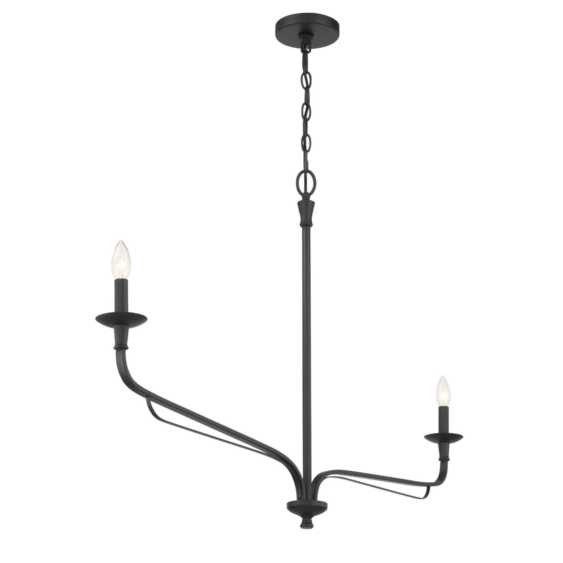 Velena 50" 2-Light Chandelier, Dark Matte Black Finish - Bees Lighting